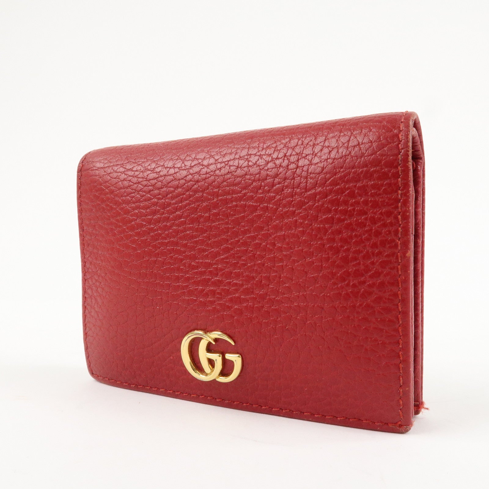 GUCCI GG Marmont Leather Bi-Fold Wallet Red 456126 Used
