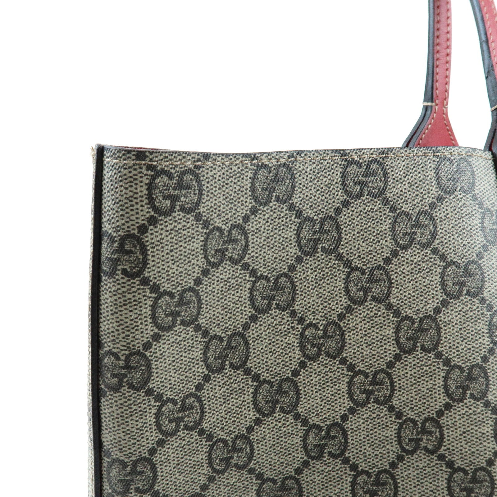 GUCCI Reversible GG Supreme Leather Tote Bag Beige Red 368568