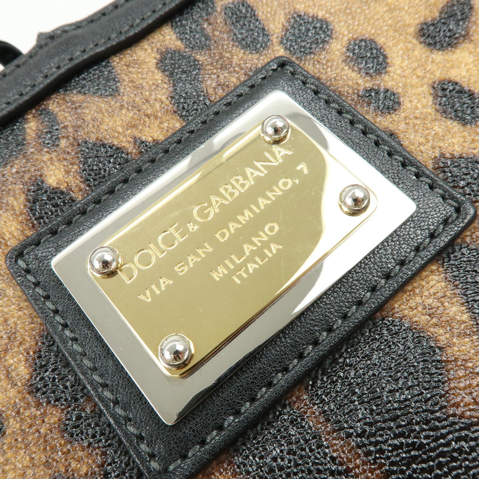 Dolce&Gabbana Leather PVC Coated Canvas Tote Bag Brown Black