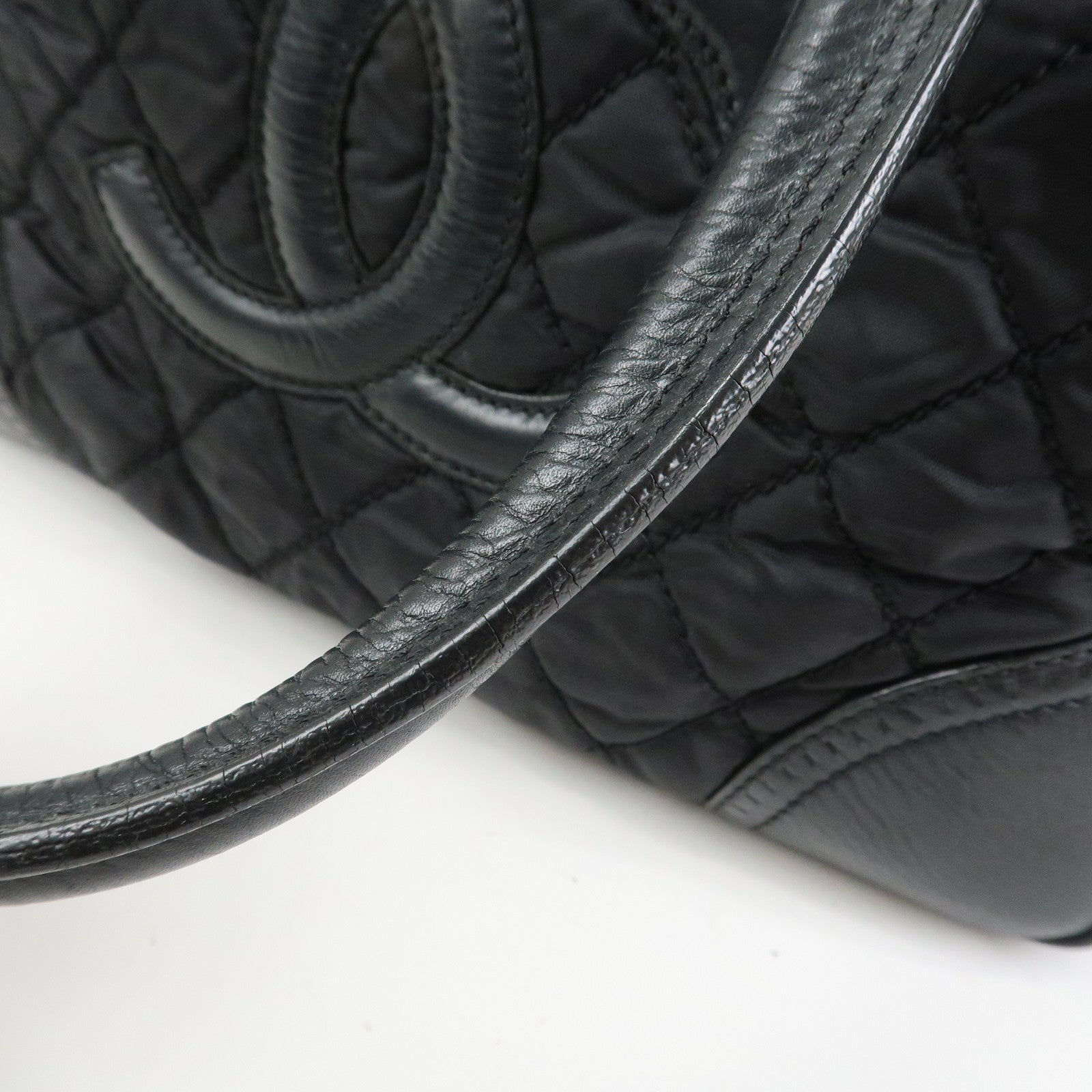 CHANEL Paris New York COCO Mark Nylon Leather Tote Bag Black A33100