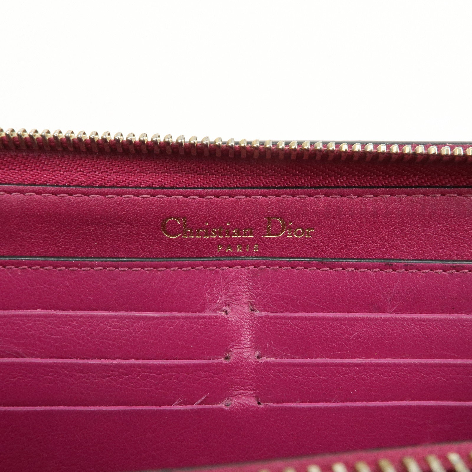 Christian Dior Diorissimo Round Zippy Long Wallet Black Pink