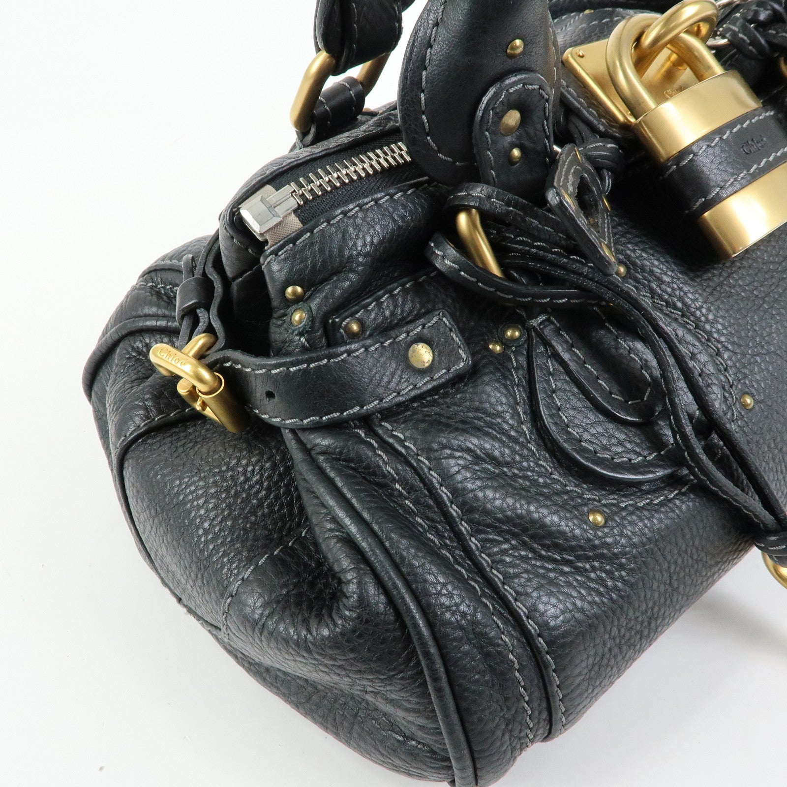 Chloe Paddington Leather Tote Bag Shoulder Bag Hand Bag Black