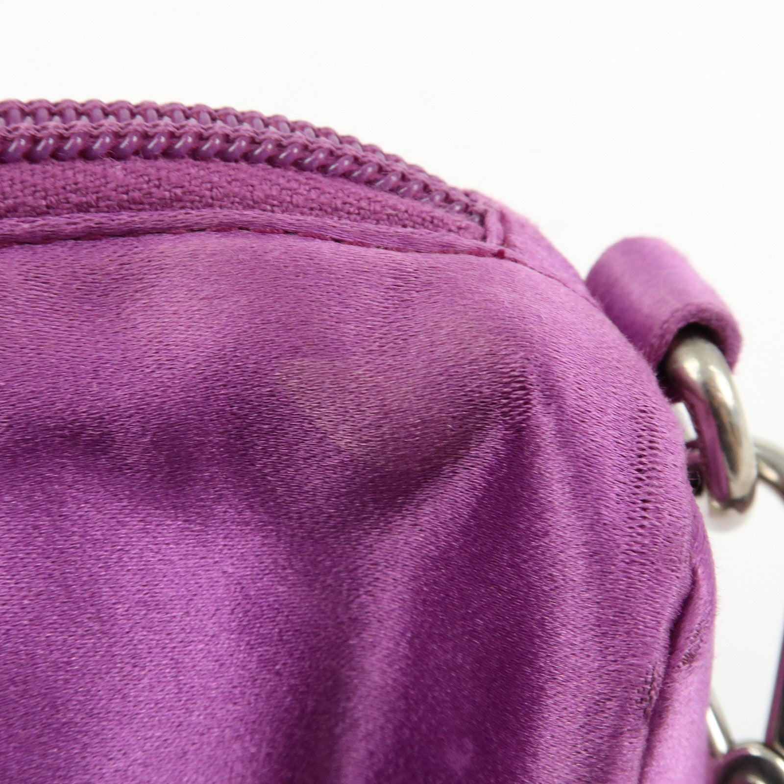 PRADA Triangle Logo Satin Mini Hand Bag Pochette Pouch Purple