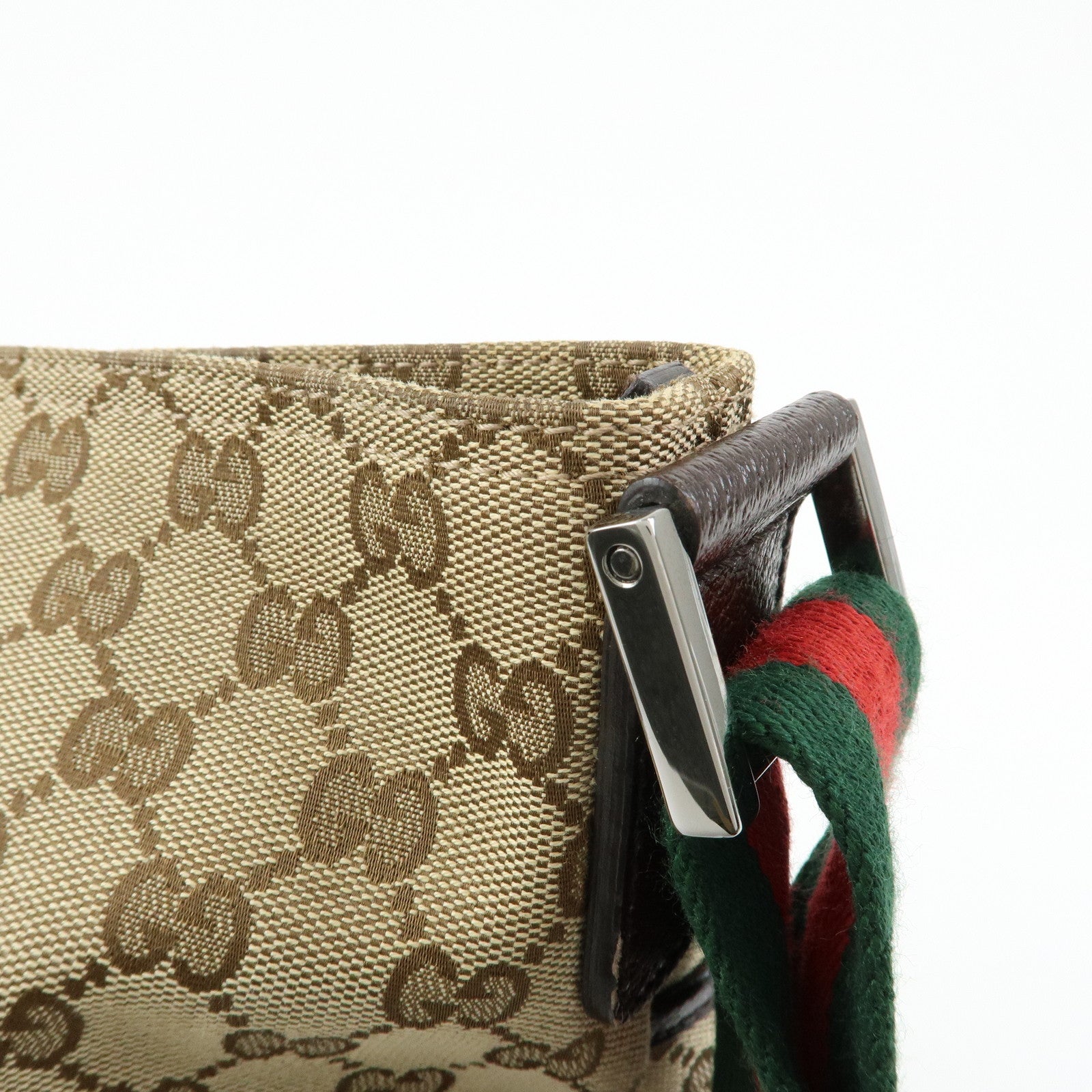 GUCCI Sherry GG Canvas Leather Shoulder Bag Beige Brown 189751