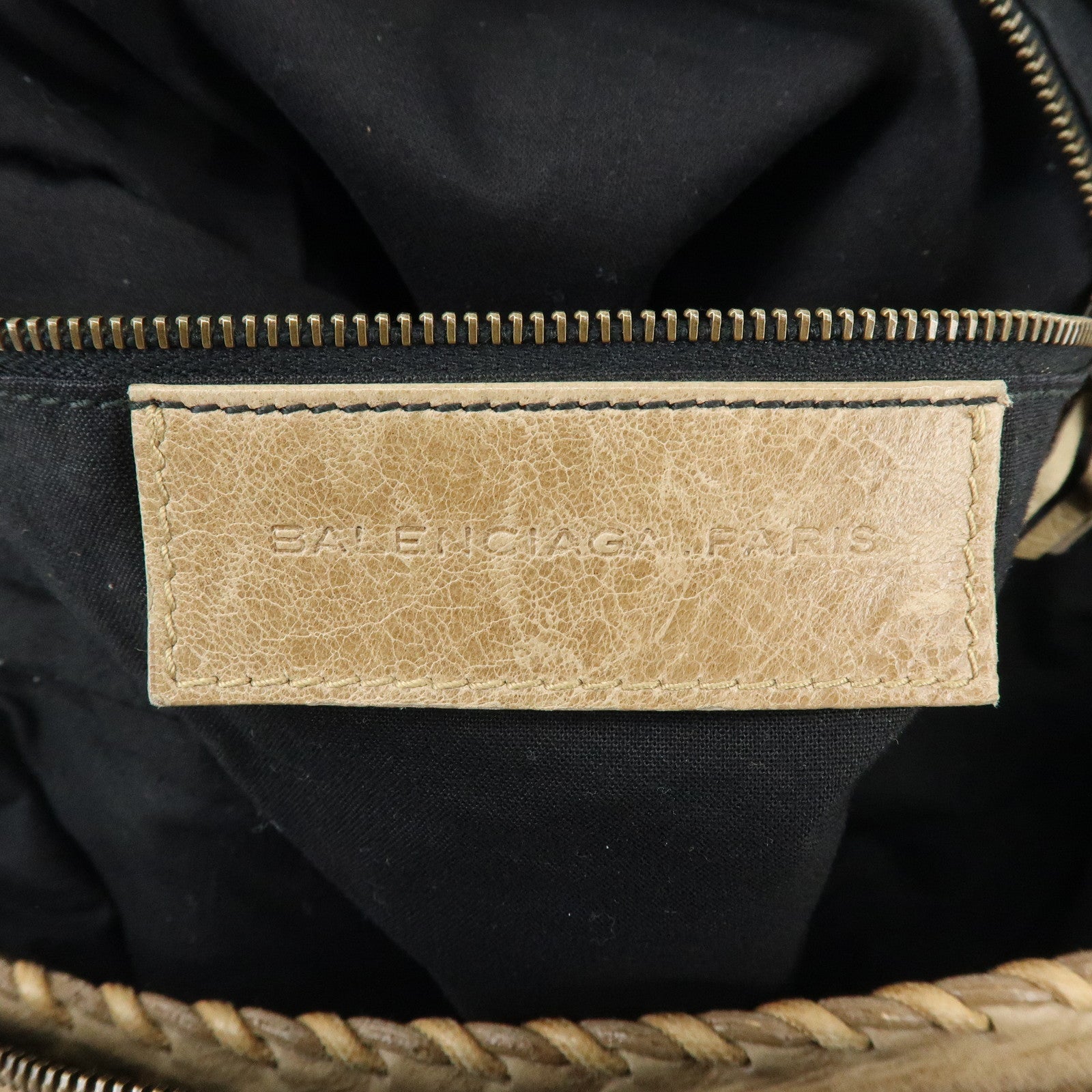 BALENCIAGA The City Editor’s Leather Shoulder Bag Beige 140442