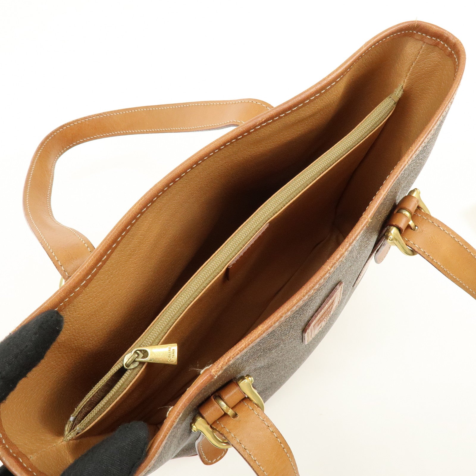 CELINE Macadam PVC Leather Tote Bag Shoulder Bag Brown