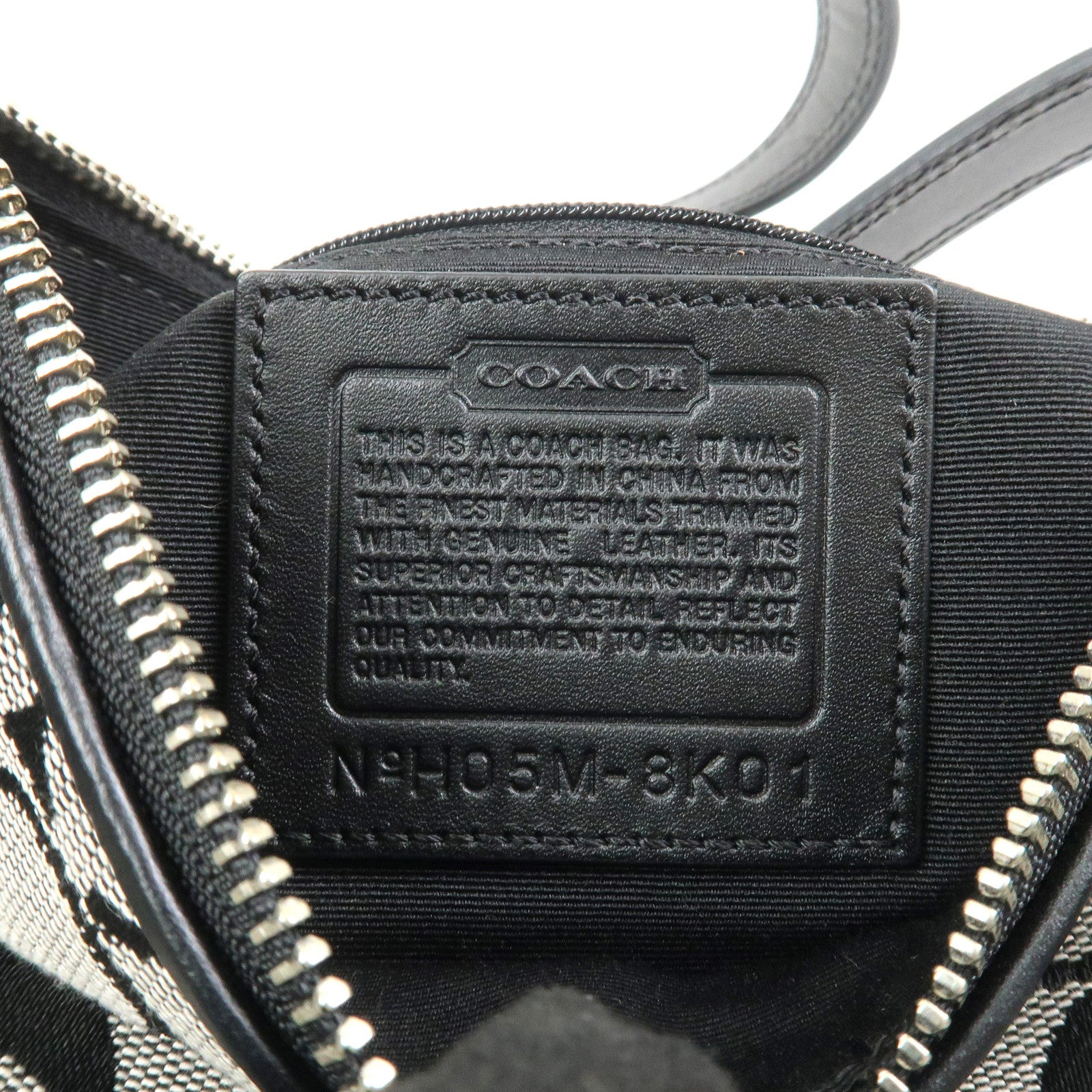 COACH Signature Logo Canvas Leather Shoulder Bag Hand Bag Black