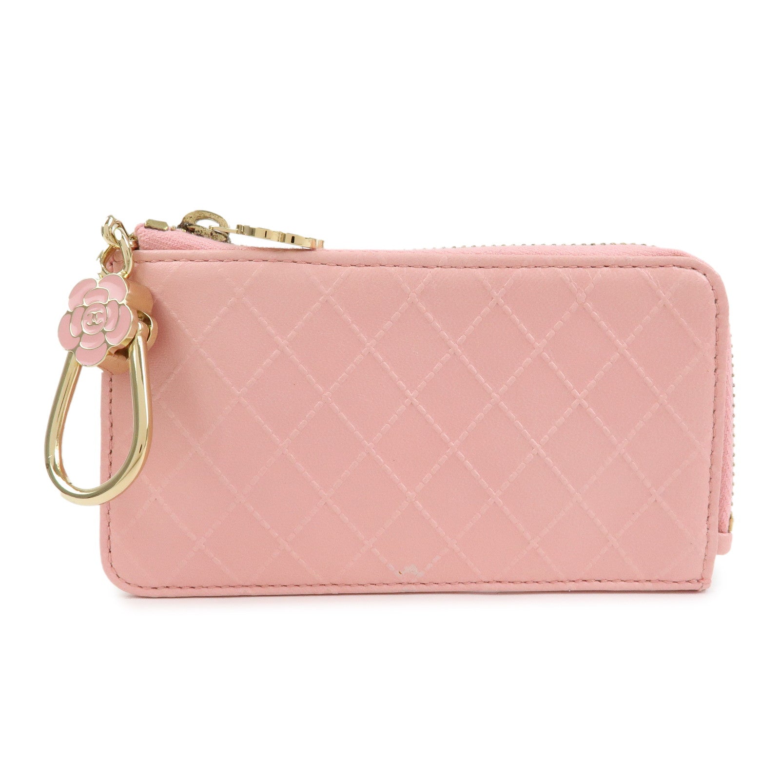 CHANEL Camellia Leather Key Case Coin Case Ginza Exclusive Pink