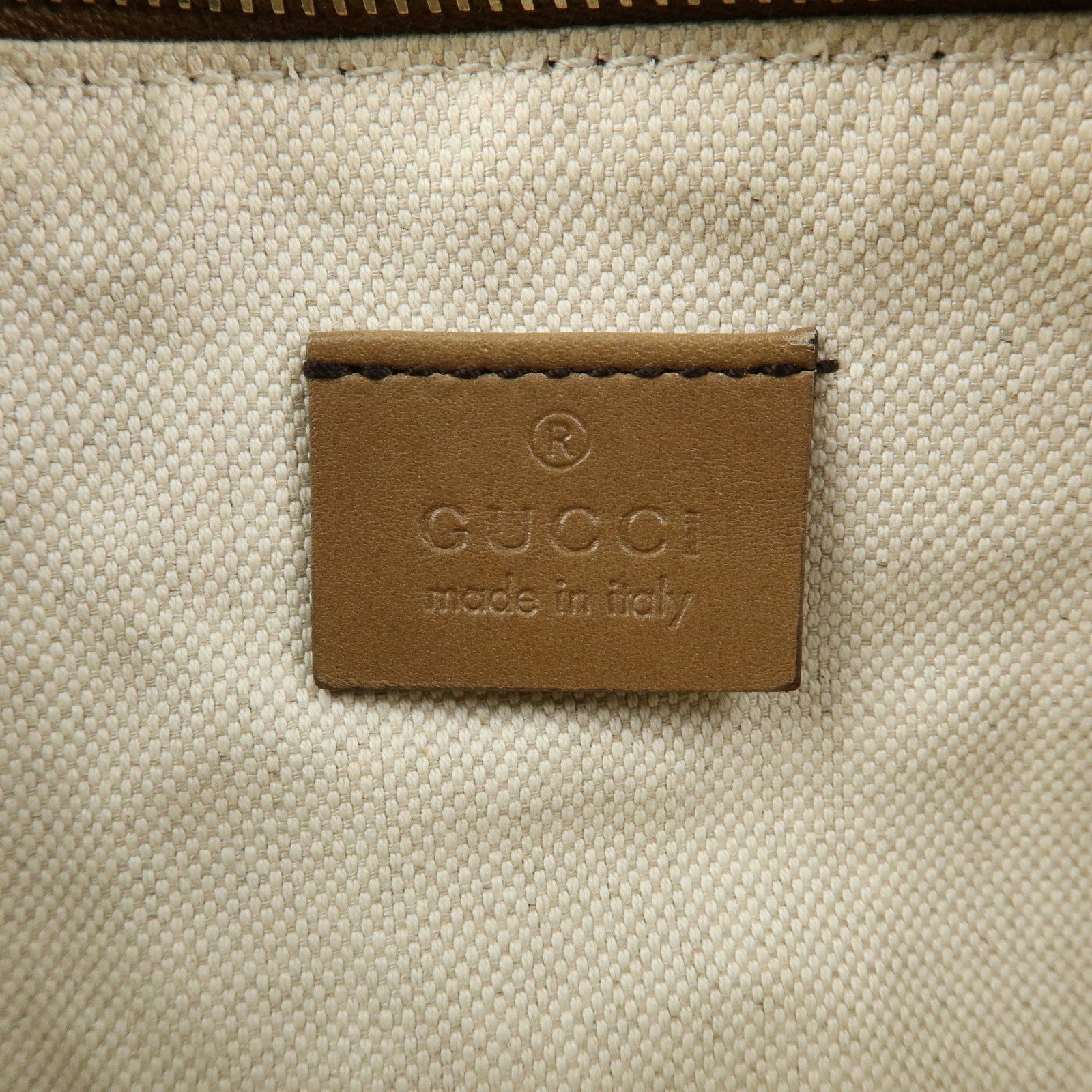 GUCCI GG Canvas Leather Tote Bag Hand Bag Beige 269878