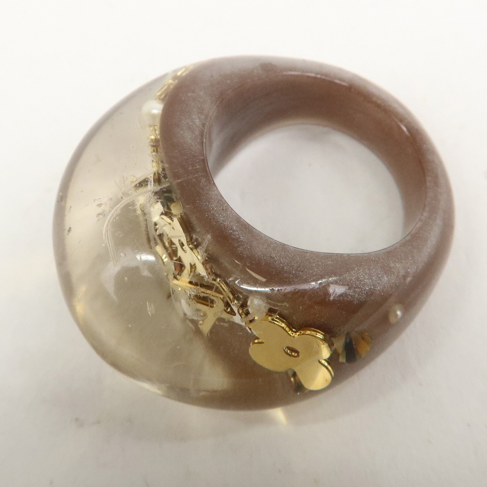 Louis Vuitton Monogram Bague Inclusion Resin Ring M #12 Brown