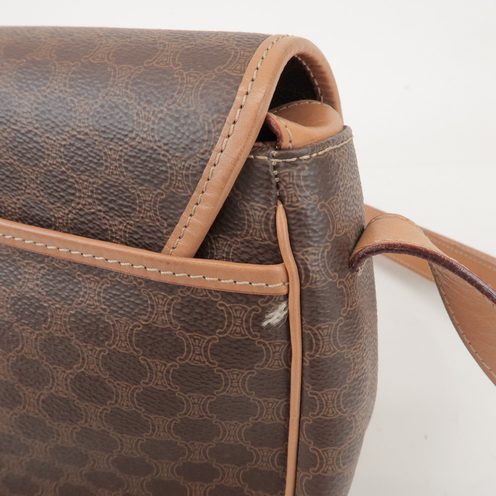 CELINE Macadam PVC Leather Shoulder Bag Crossbody Bag Brown