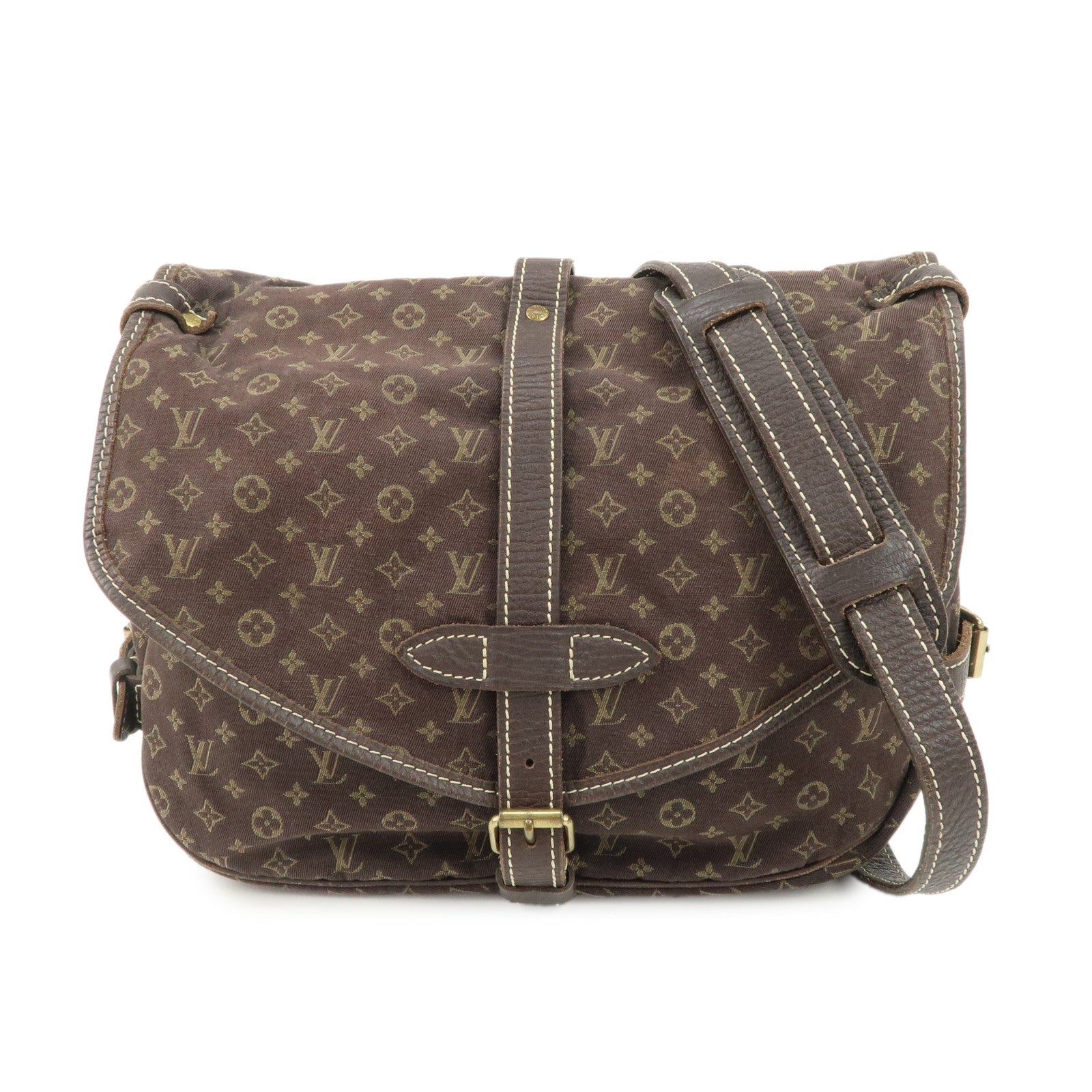 Louis Vuitton Monogram Mini Lin Saumur 30 Shoulder Bag Brown M95227