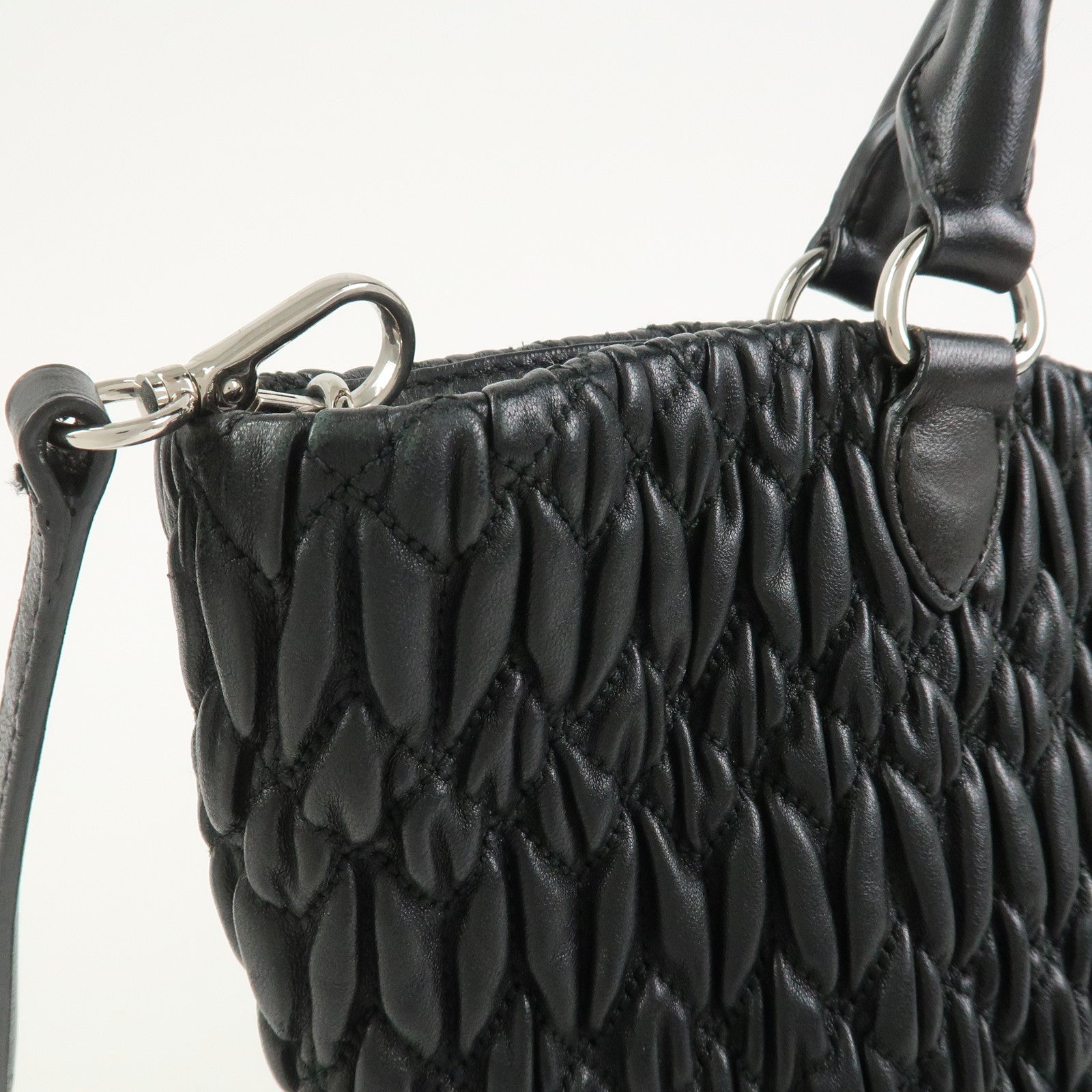 MIU MIU Matelasse Nappa Crystal 2Way Shoulder Bag Black 5BE896