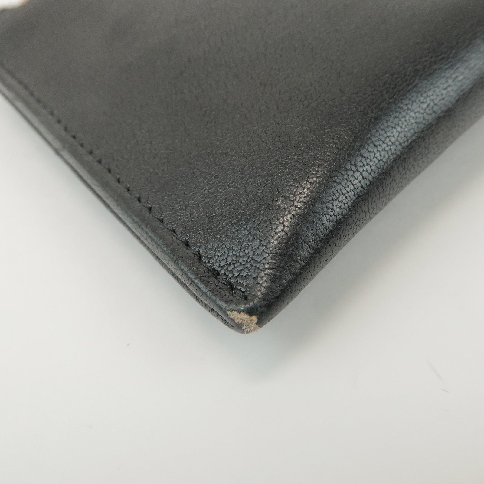 CHANEL COCO Mark Calf Leather Long Wallet Black