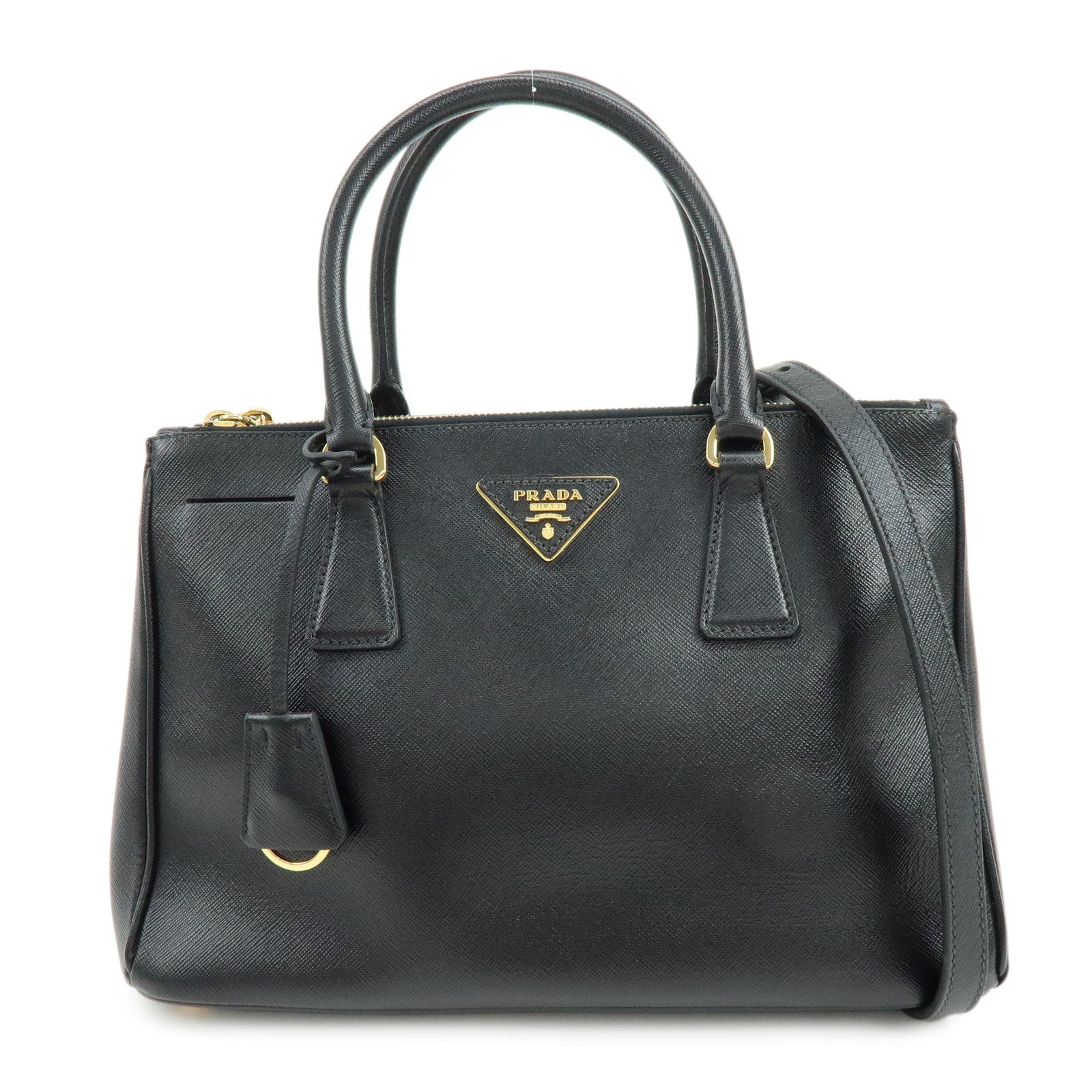 PRADA Traingle Logo Galleria Saffiano Leather 2Way Hand Bag 1BA863
