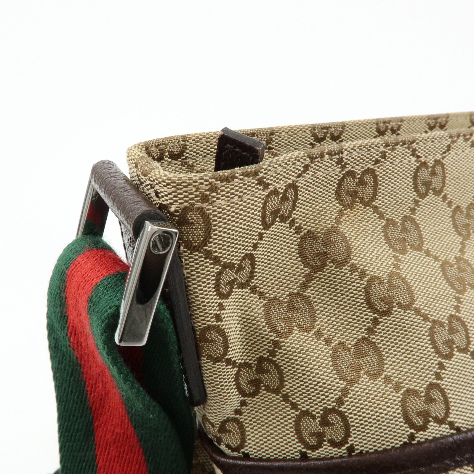 GUCCI Sherry GG Canvas Leather Shoulder Bag Beige Brown 189751