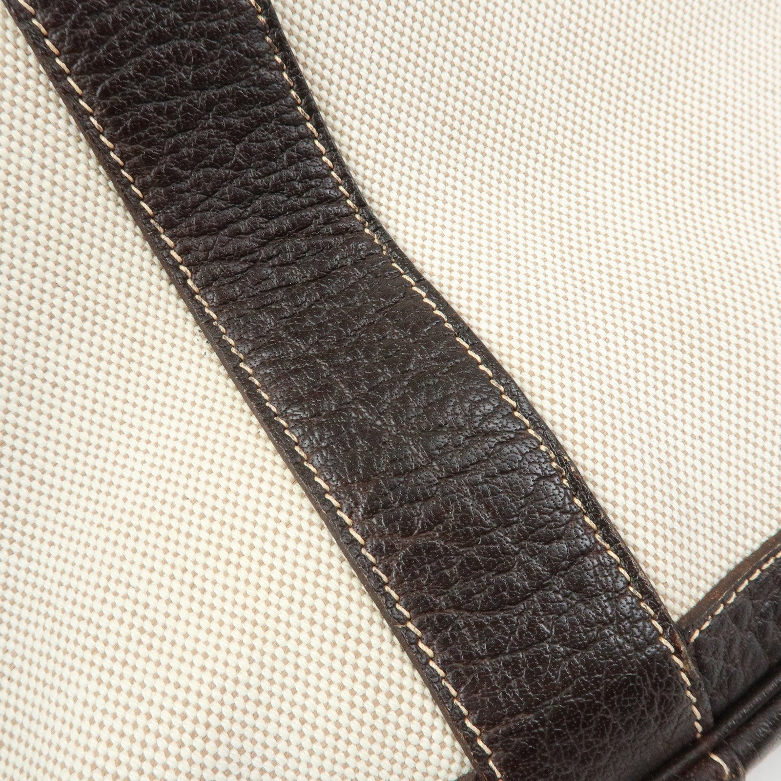 HERMES Canvas Leather Garden Party PM 笆｡I Stamped Tote Bag Beige