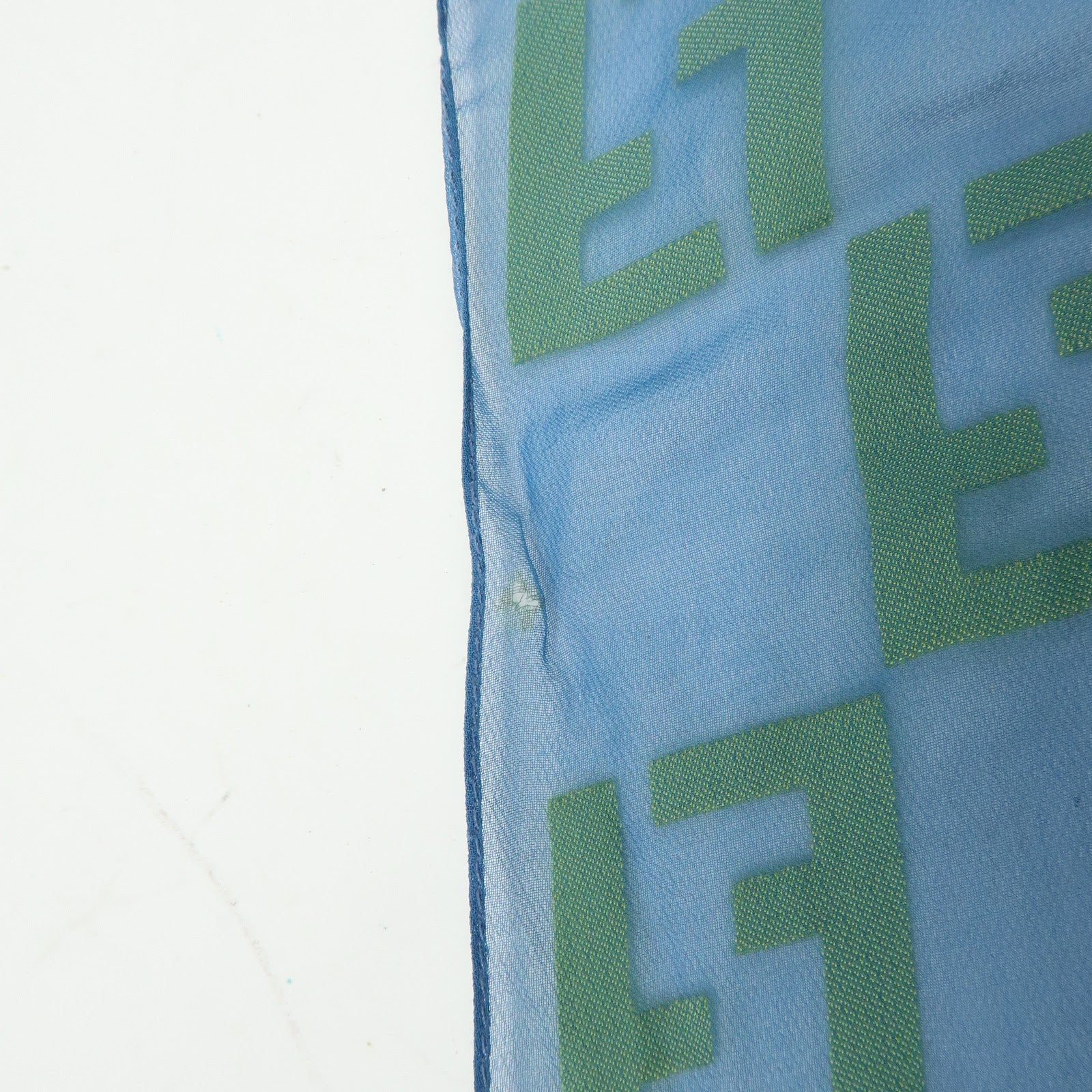 FENDI Zucca Rayon Silk Scarf Shawl Blue Light Green