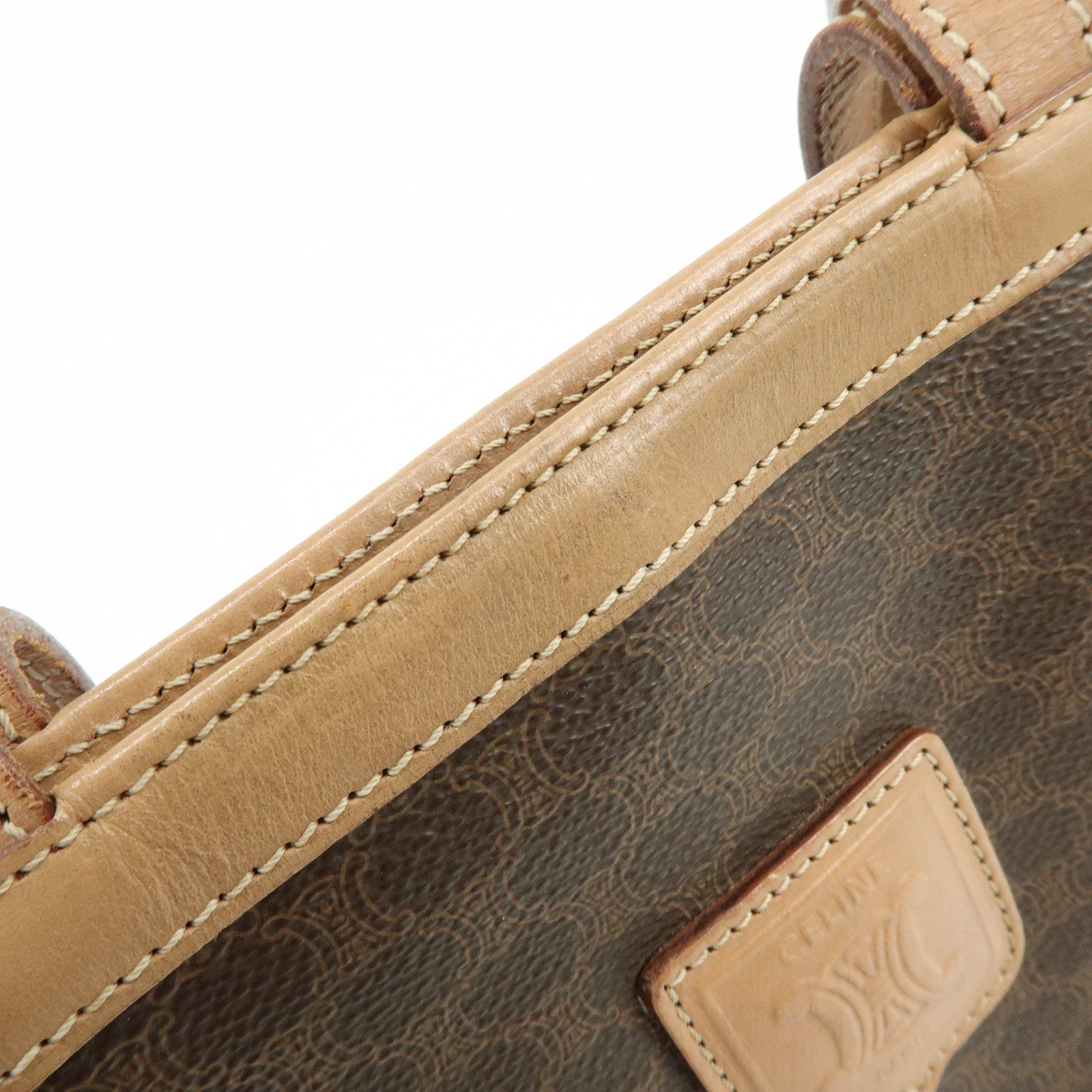 CELINE Macadam PVC Leather Tote Bag Shoulder Bag Brown