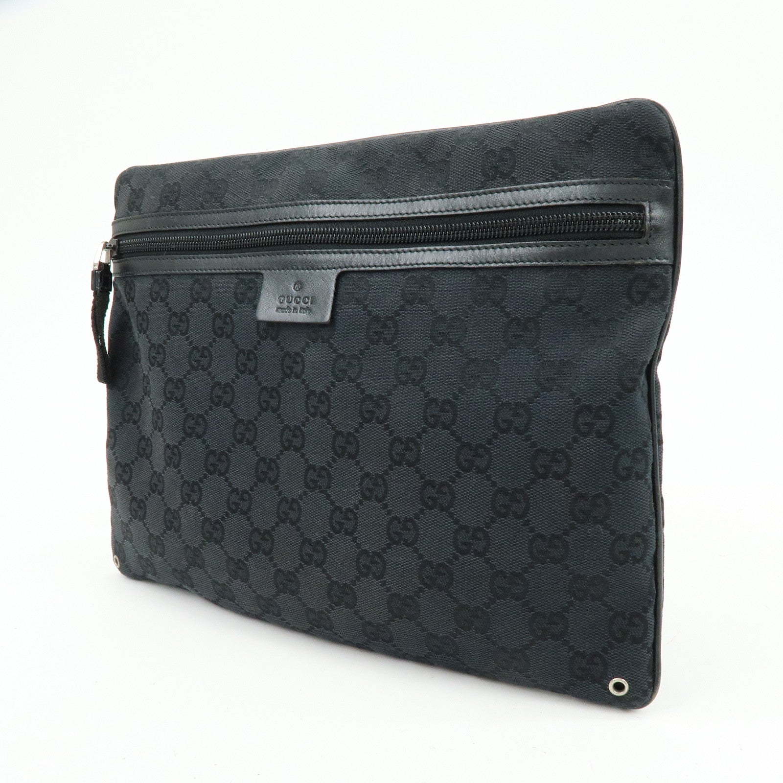 GUCCI GG Canvas Leather Shoulder Bag Crossbody Bag Black 90476
