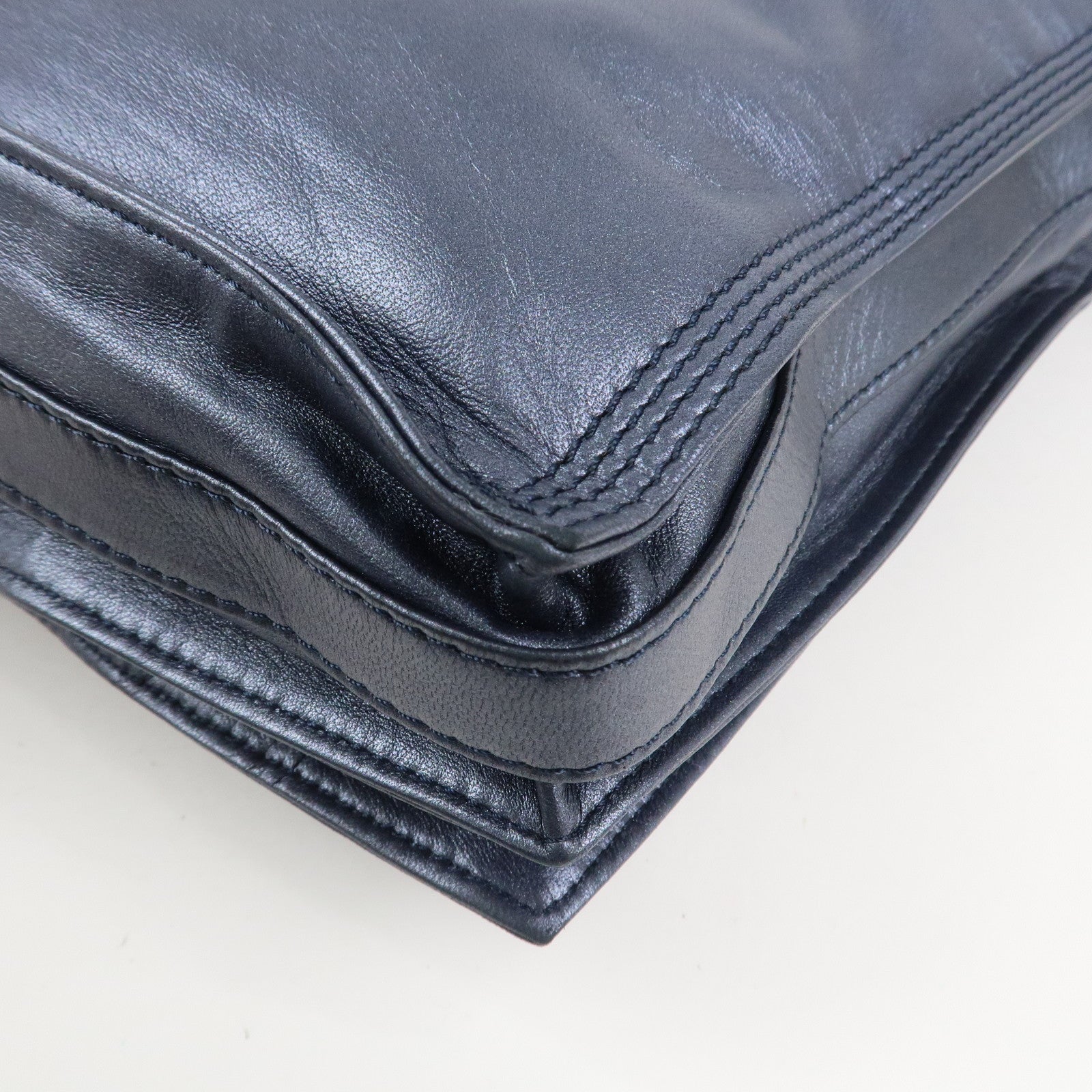 LOEWE Anagram Leather Shoulder Bag Hand Bag Metallic Blue