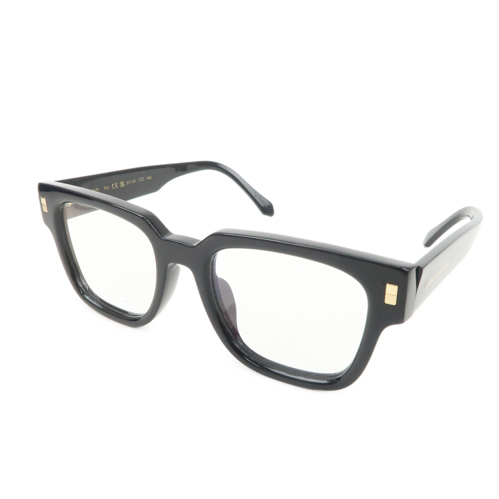 Louis Vuitton Plastic Fashion Glasses Black Frame 53□22 145
