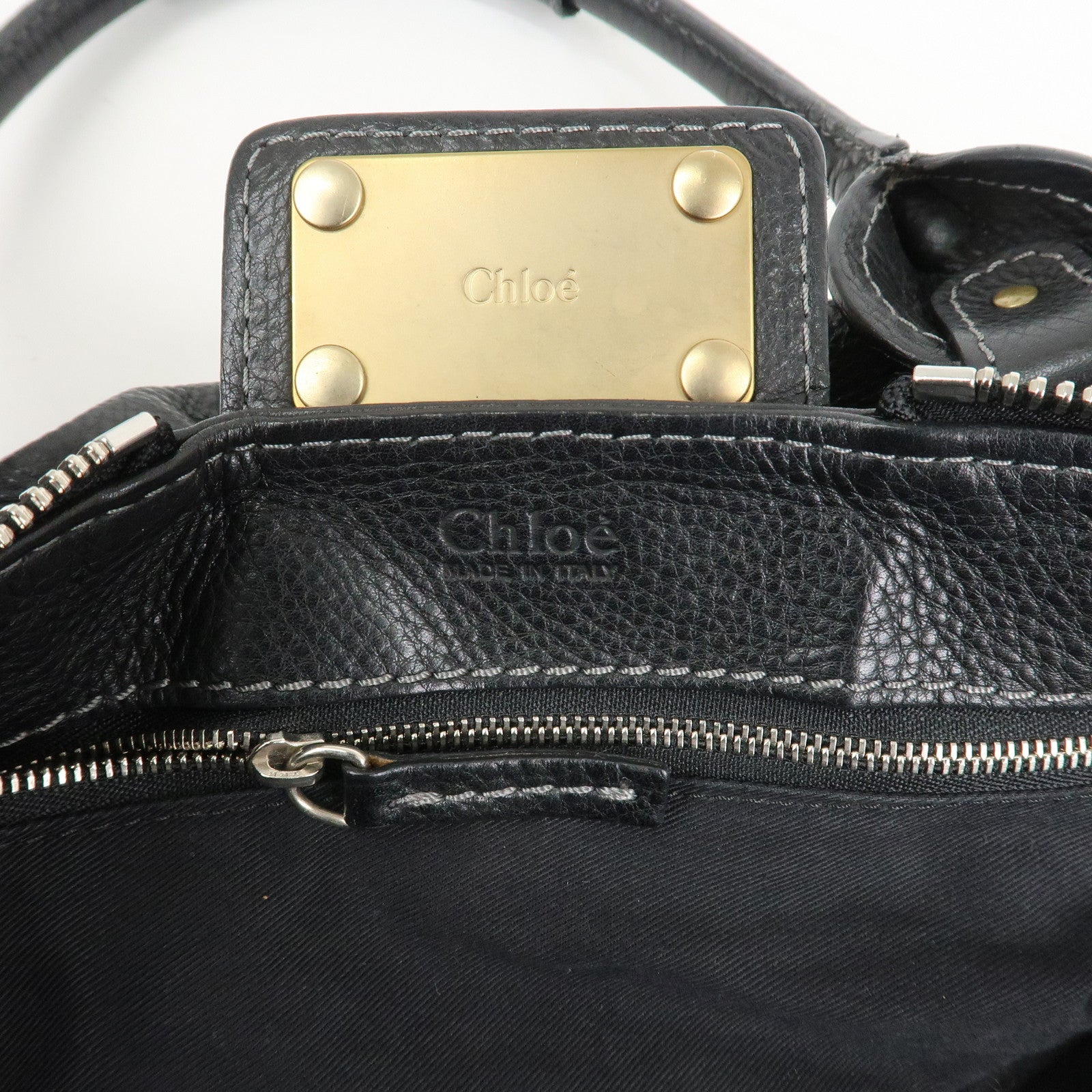 Chloe Paddington Leather Hand Bag Shoulder Bag Black