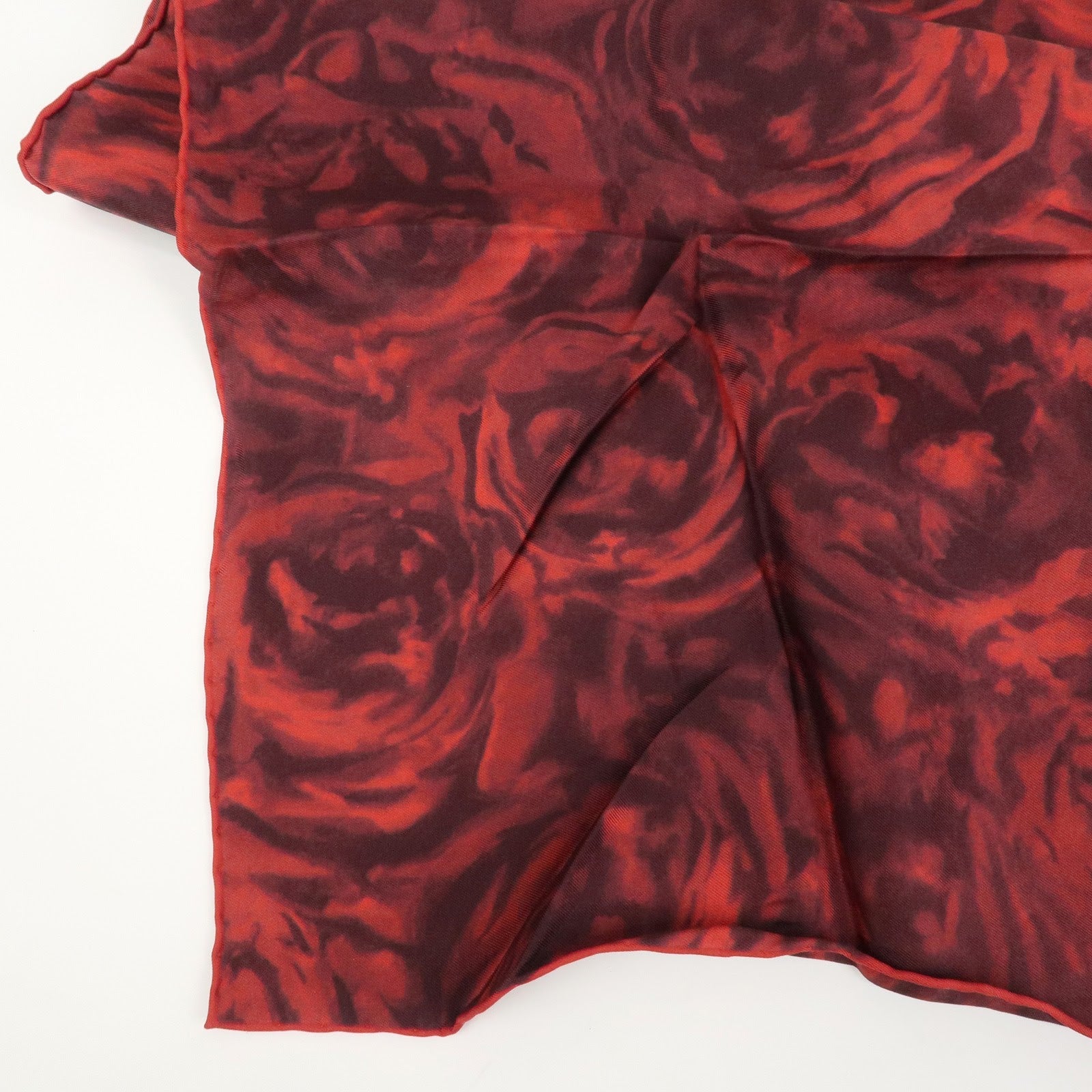 Christian Dior Logo Silk 100% Scarf Rose Motif Red Black