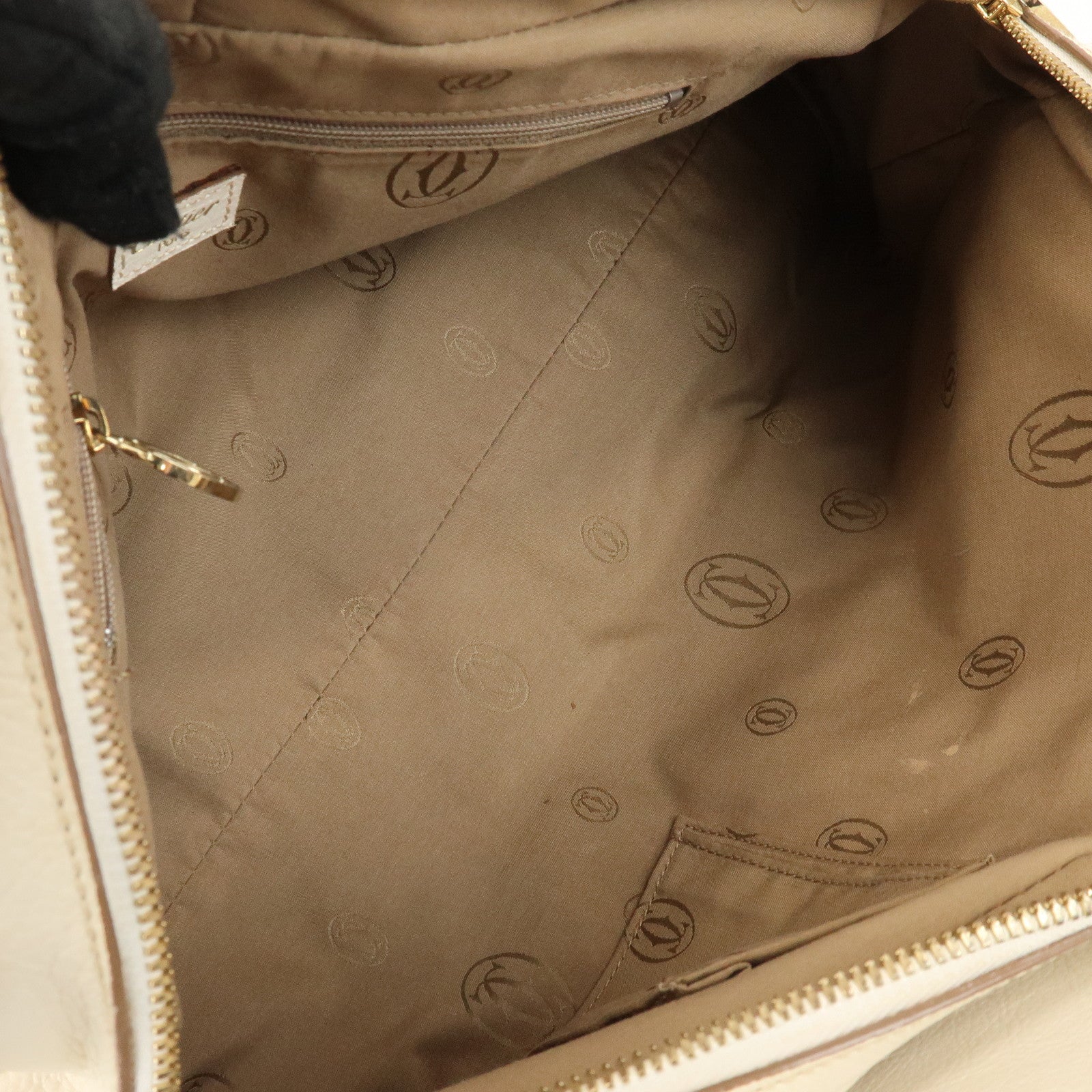 Cartier Must Line Marcello Leather 2Way Hand Bag Tote Bag White