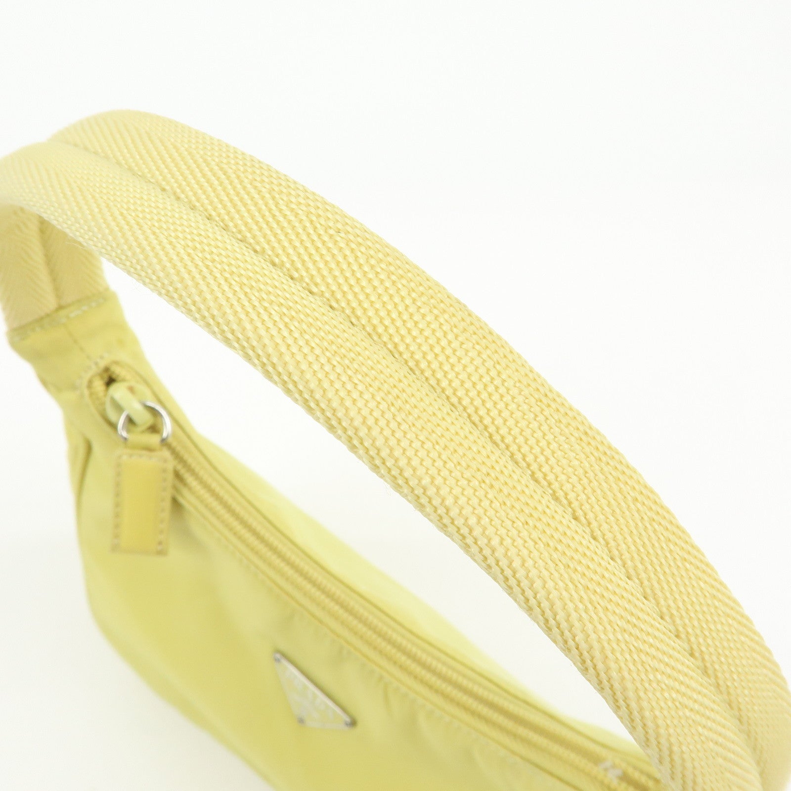 PRADA Triangle Logo Nylon Mini Hand Bag Pouch Yellow