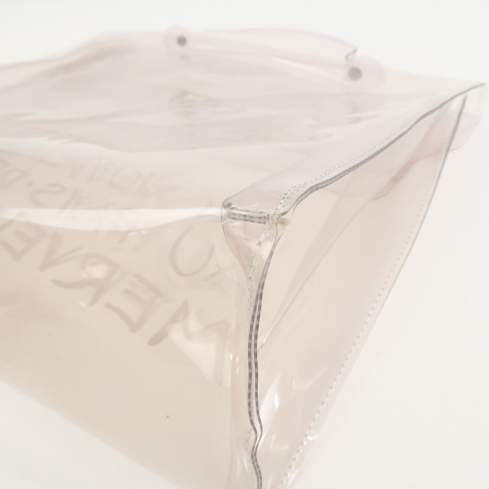 HERMES Kelly Vinyl Hand Bag Clear Transparent White Gold