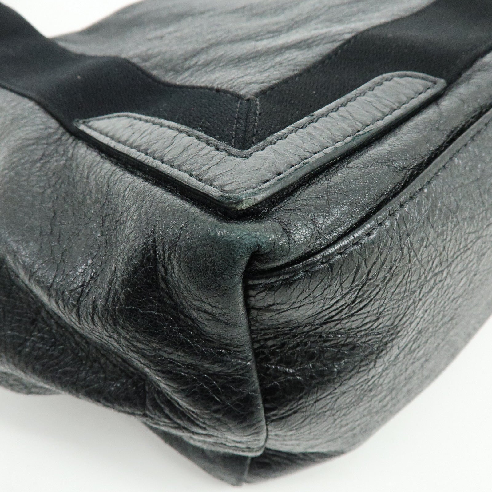 BALENCIAGA Navy Cabas Leather Small Tote Bag Black 339933