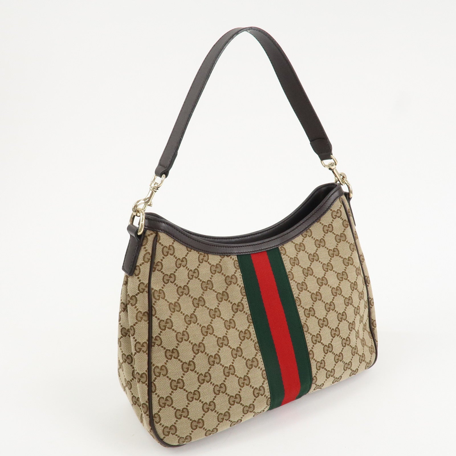 GUCCI Sherry GG Canvas Leather Shoulder Bag Beige 388921 Used