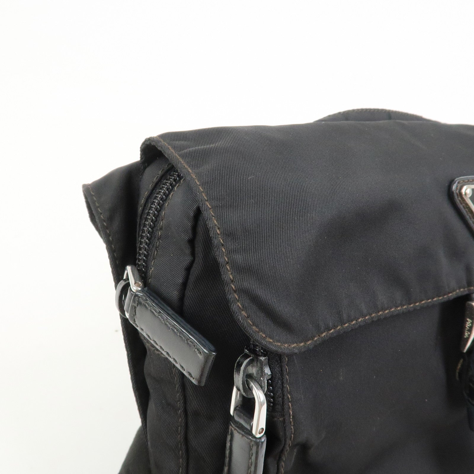 PRADA Nylon Leather Shoulder Bag Crossbody Bag Black BT0521