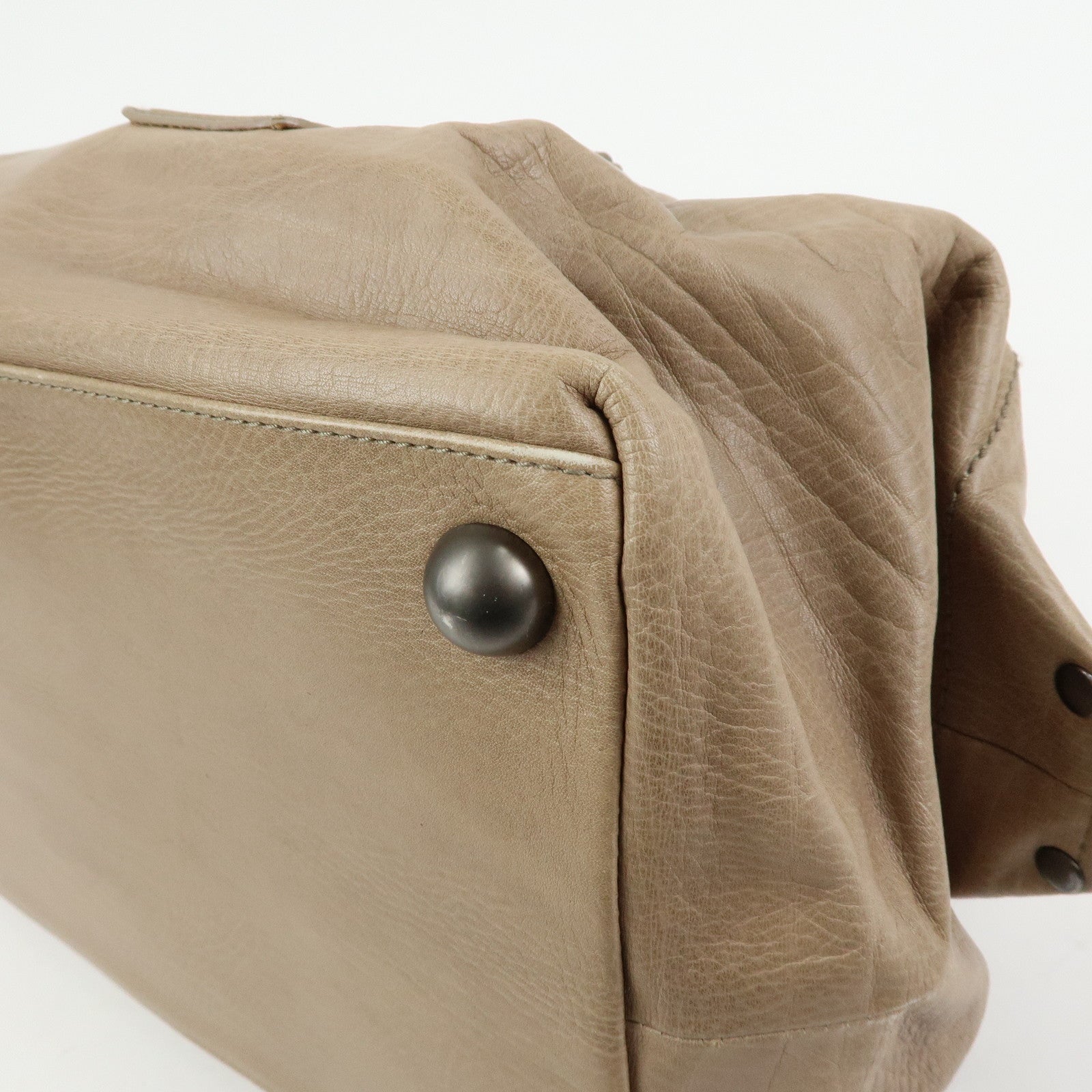 BOTTEGA VENETA Canvas Leather Boston Bag Hand Bag Beige 145119