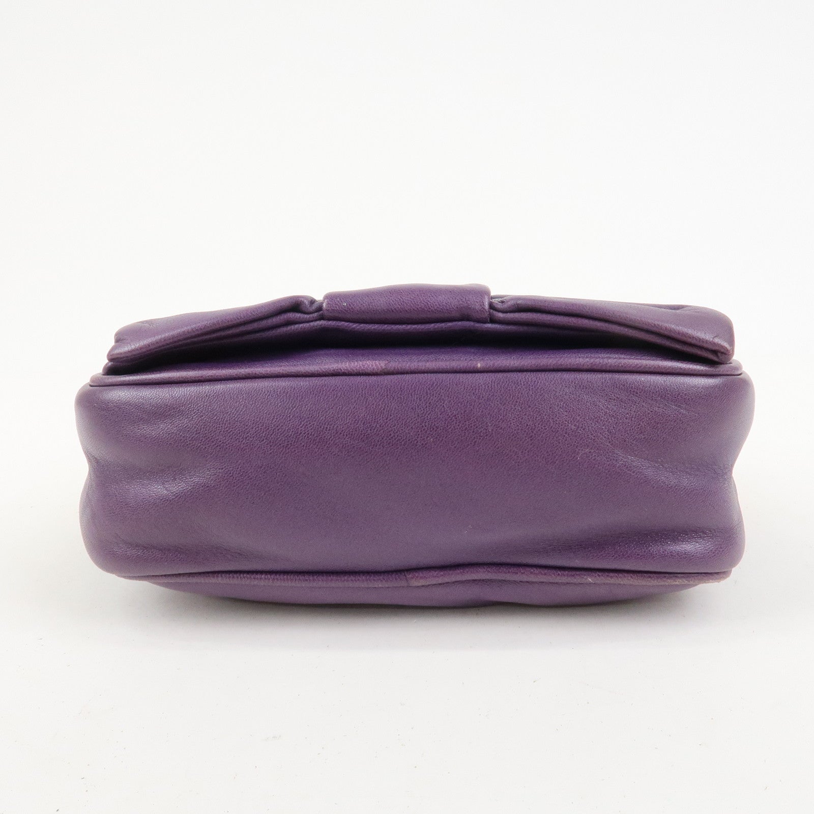 PRADA Logo Nappa Leather Ribbon Mini Shoulder Bag Purple 1NF727