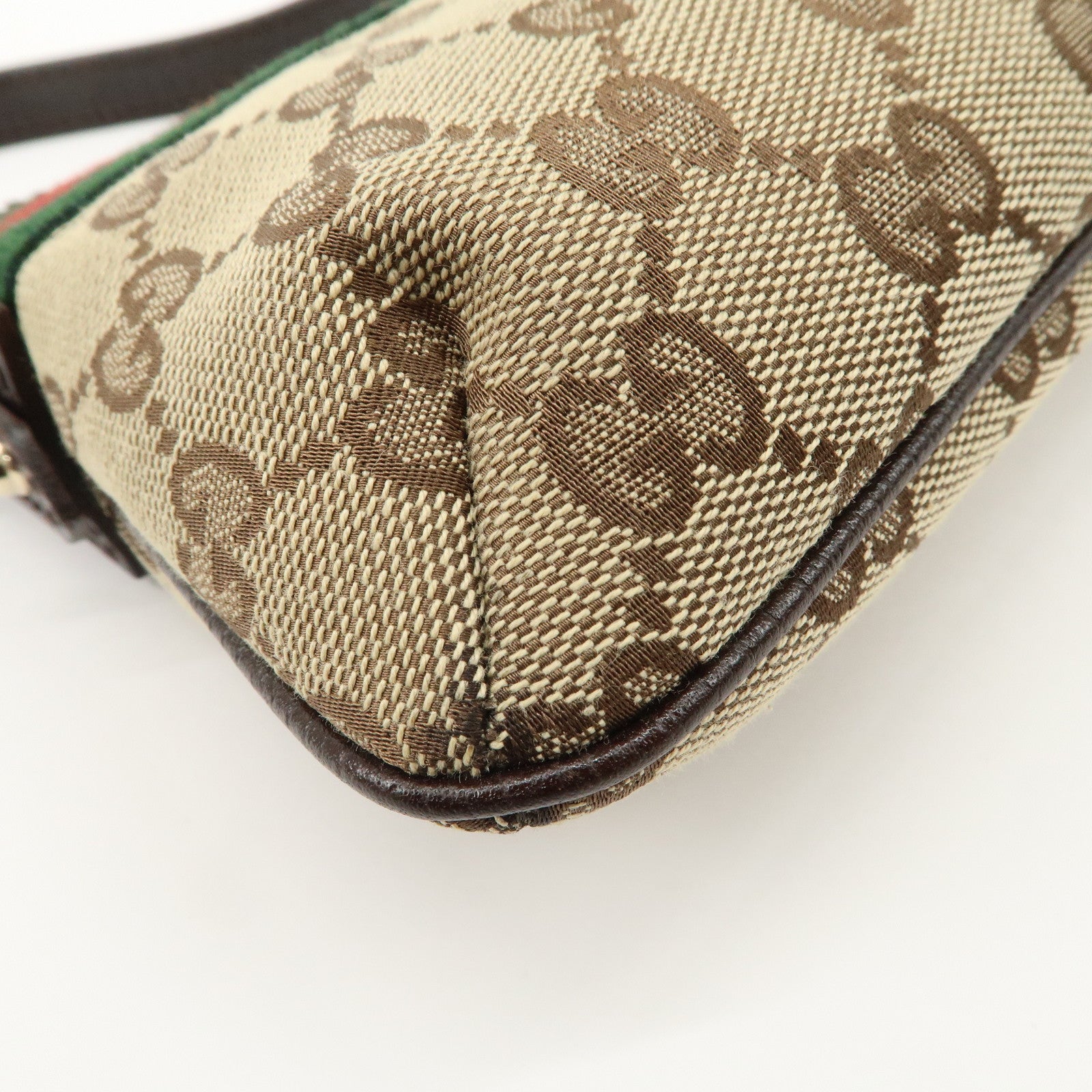 GUCCI Sherry GG Canvas Leather Hand Bag Pouch Boots Bag Charm 145970 Used