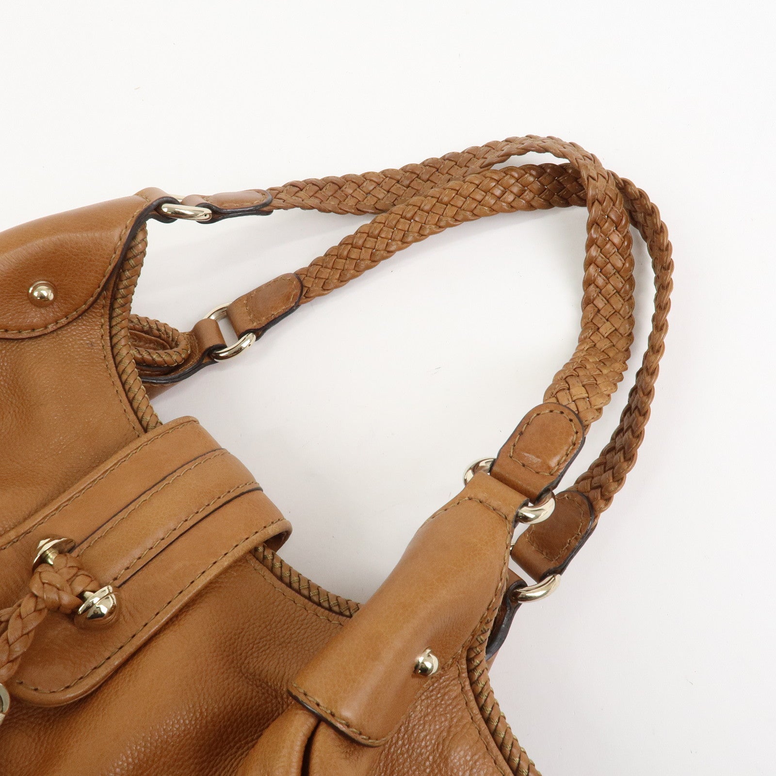 GUCCI Marrakech Leather Shoulder Bag Tote Bag Brown 257029
