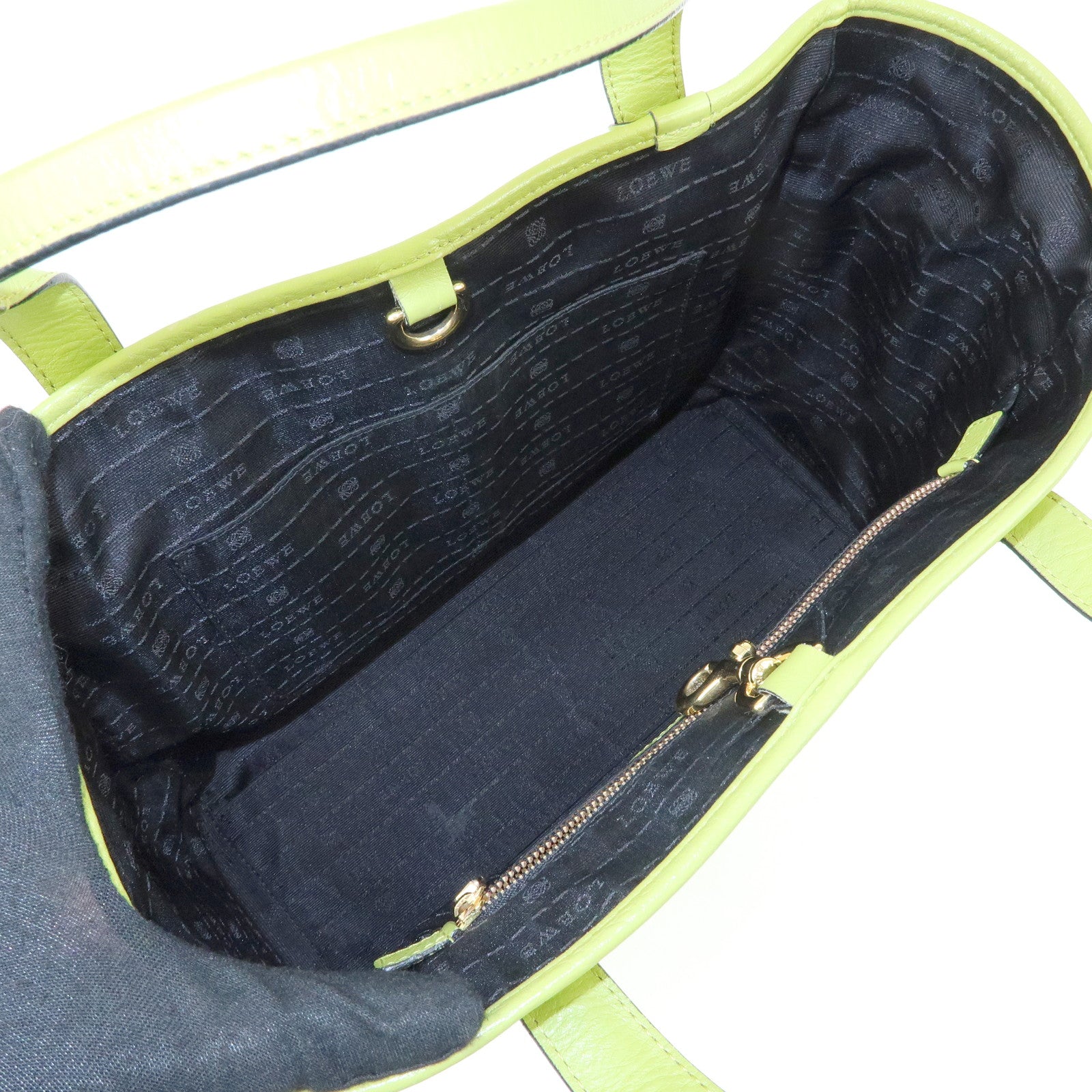 LOEWE Heritage Leather Tote Bag Hand Bag Light Green