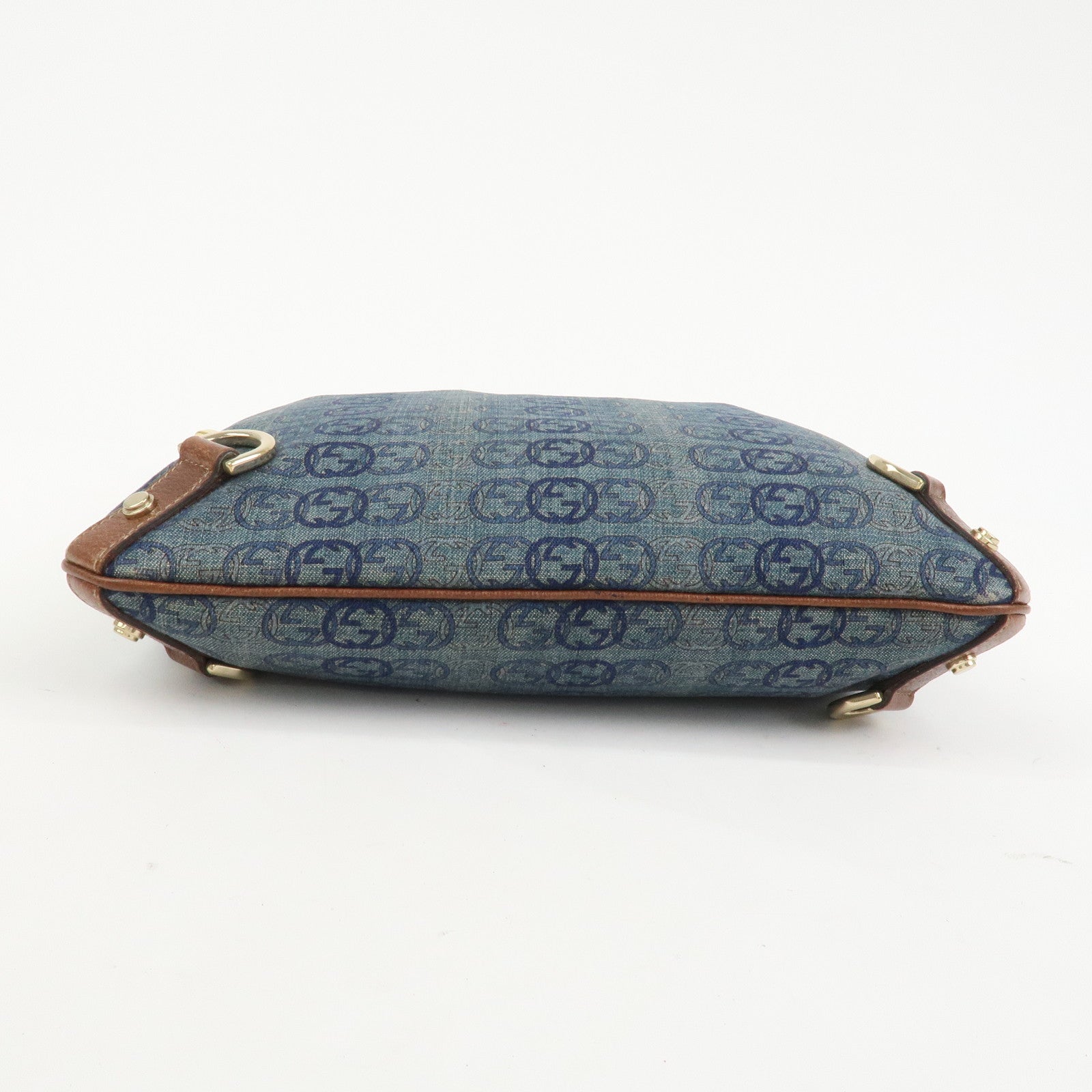 GUCCI Abbey GG Denim Shoulder Bag Crossbody Bag Brown Blue 131326