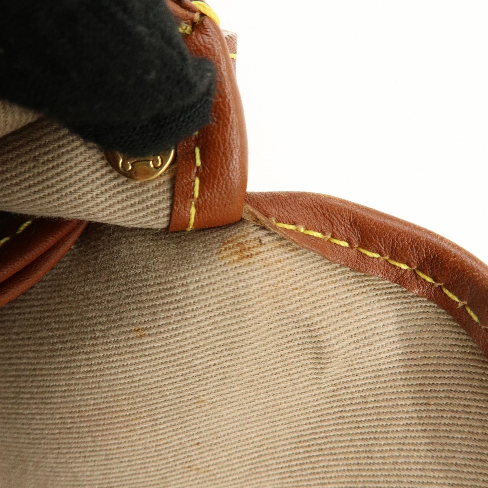 CELINE Macadam Canvas Leather Hand Bag Shoulder Bag Beige Brown