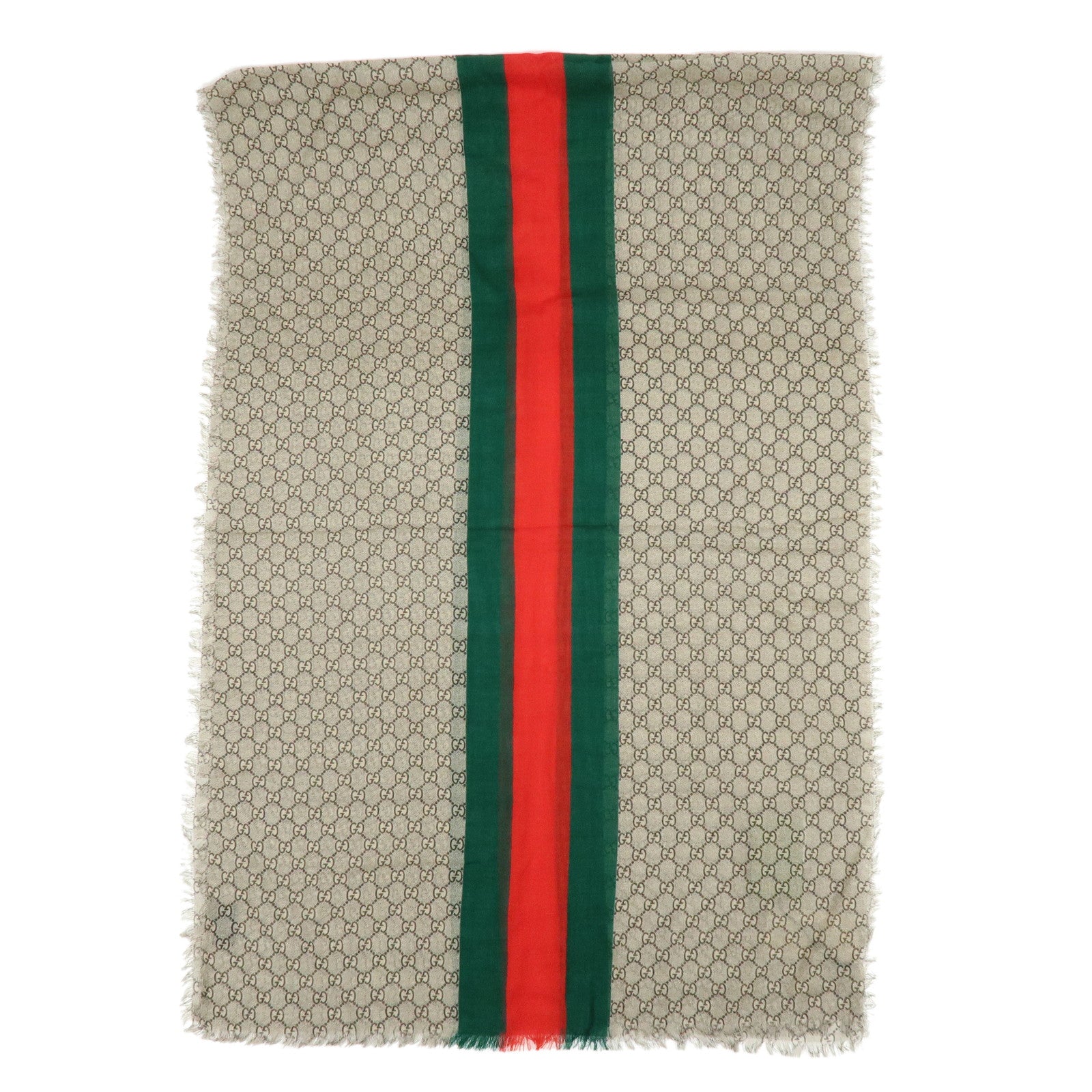 GUCCI Sherry GG Monogram Wool Scarf Shawl Beige 600950