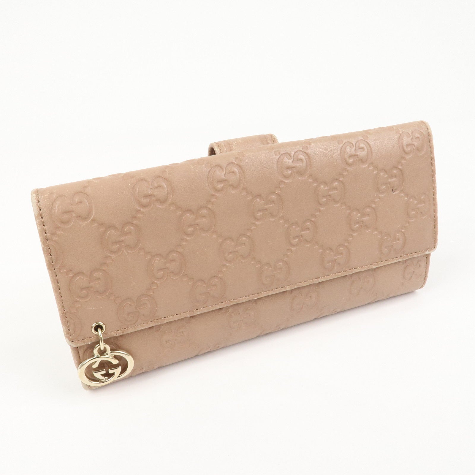 GUCCI Interlocking G Guccissima Leather Long Wallet Pink 212104