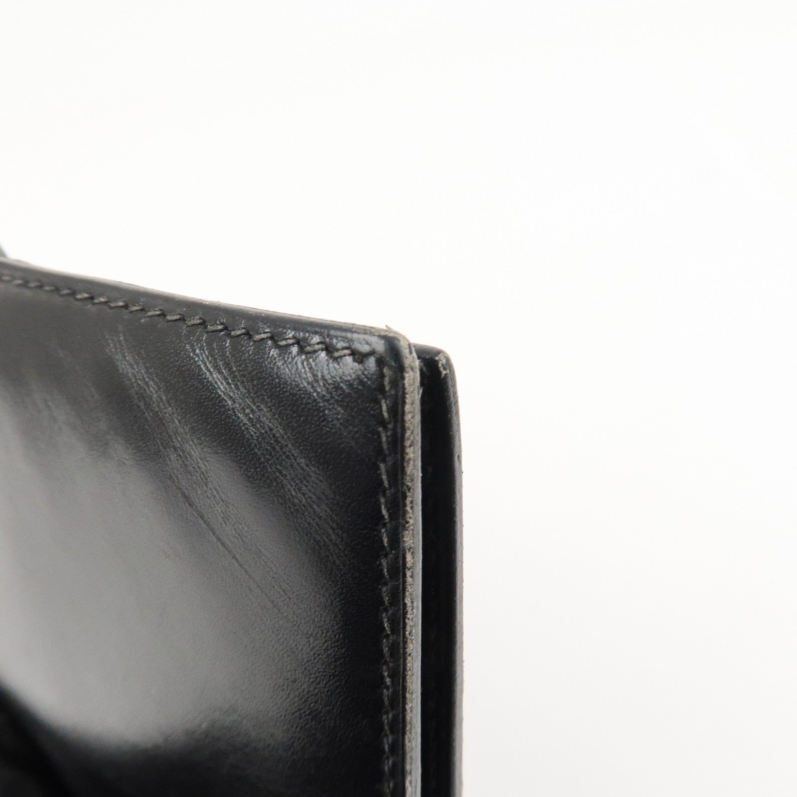 HERMES Box Calf Leather Beant Classic Long Wallet Black