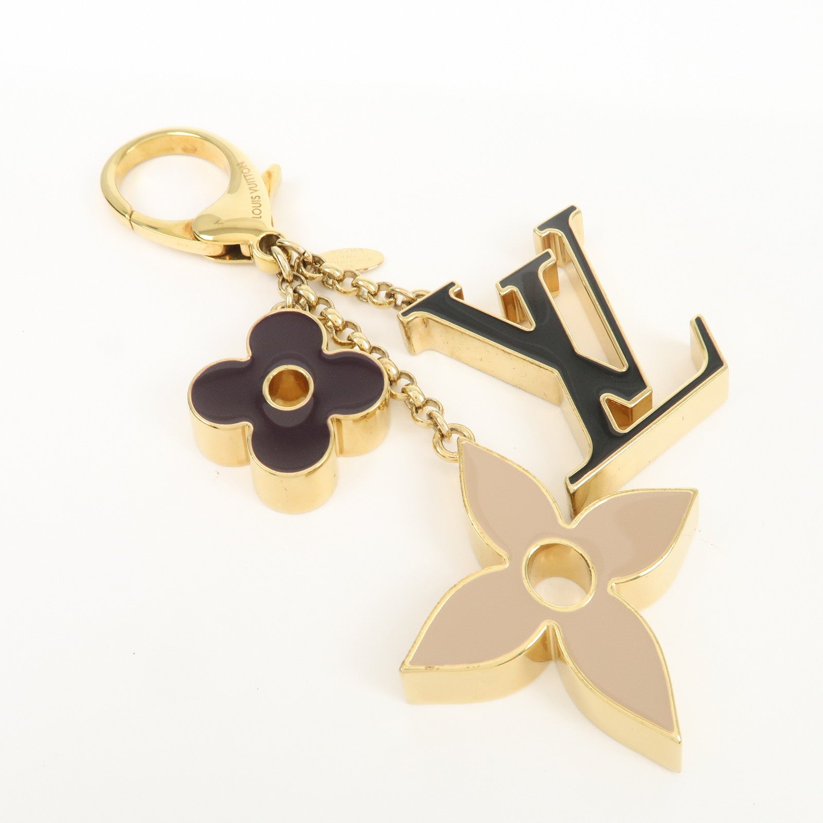 Louis Vuitton Fleur de Monogram Key Chain Bag Charm Gold M67119