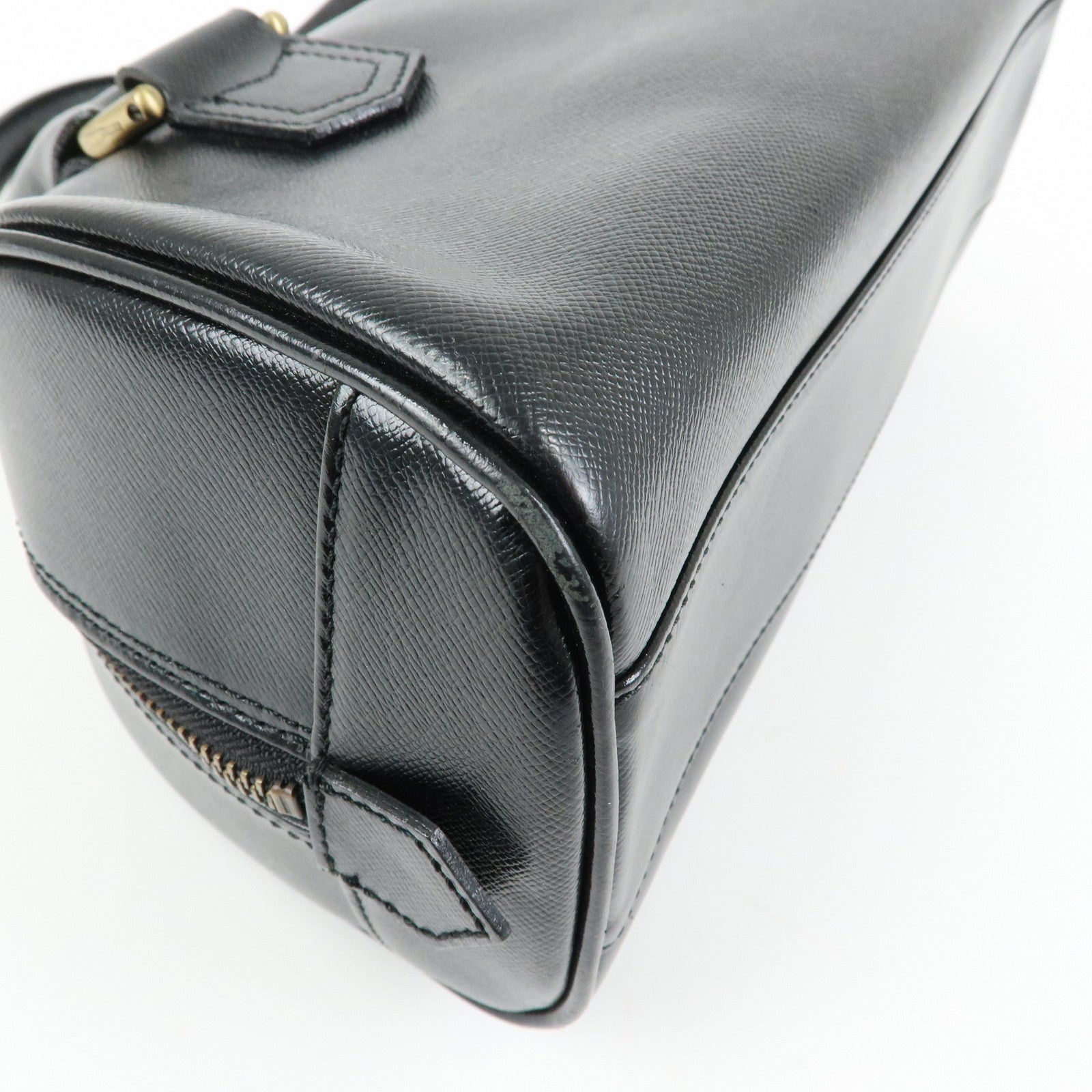 BURBERRY Leather Mini Boston Bag Hand Bag Tote Bag Black