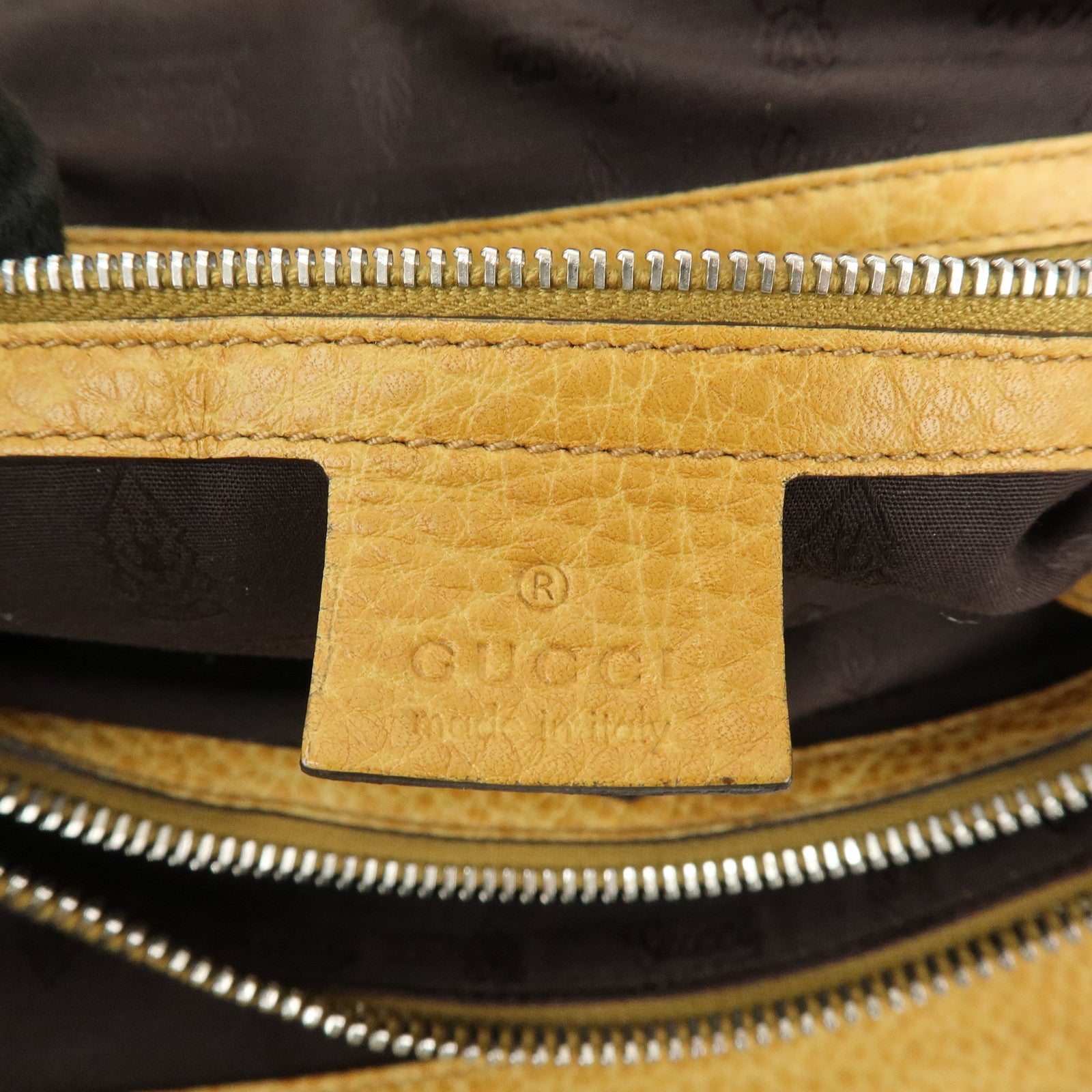 GUCCI Bamboo GG Canvas Leather Tote Bag Beige Yellow 232947