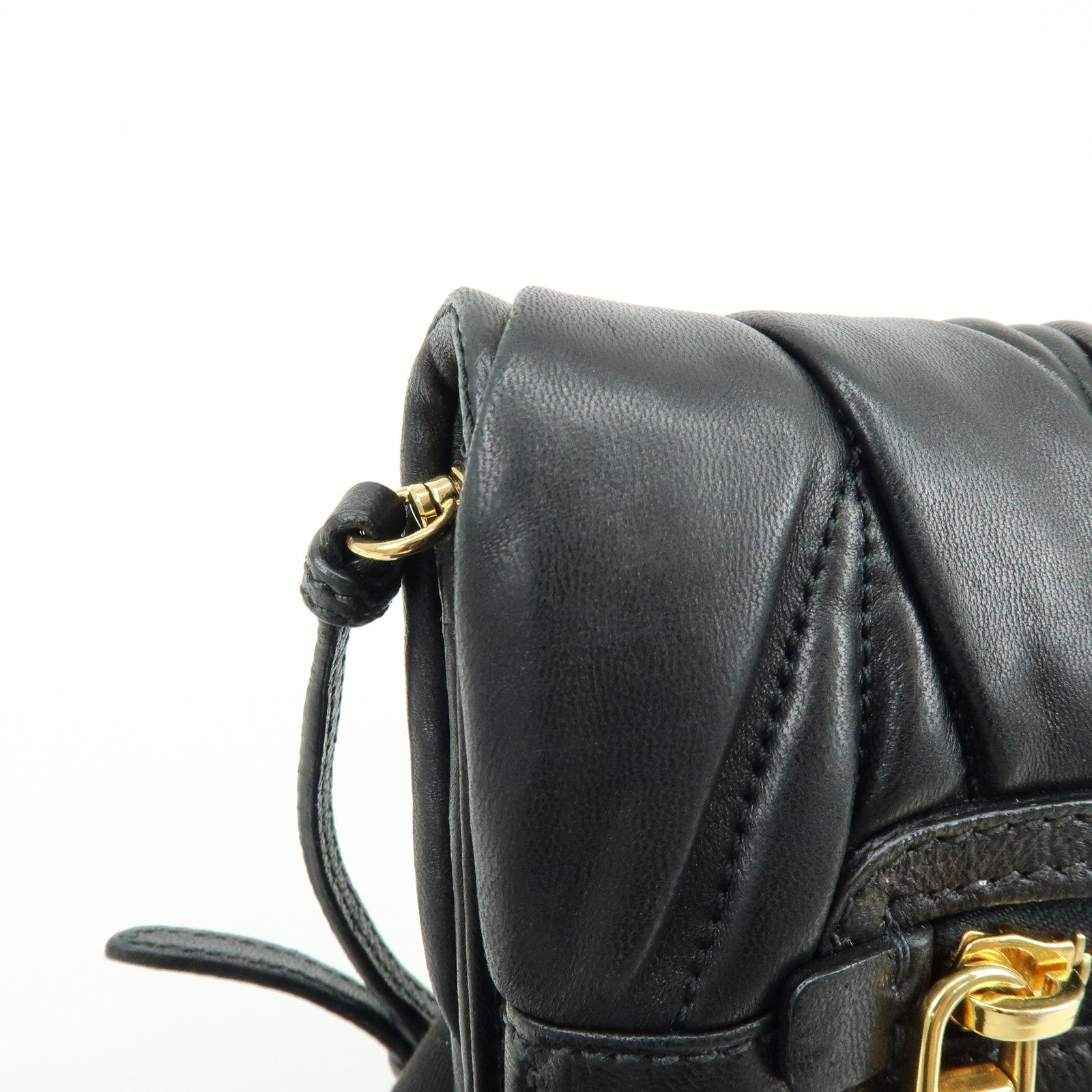 MIU MIU Matelasse Nappa Leather Shoulder Bag Clutch Bag Black