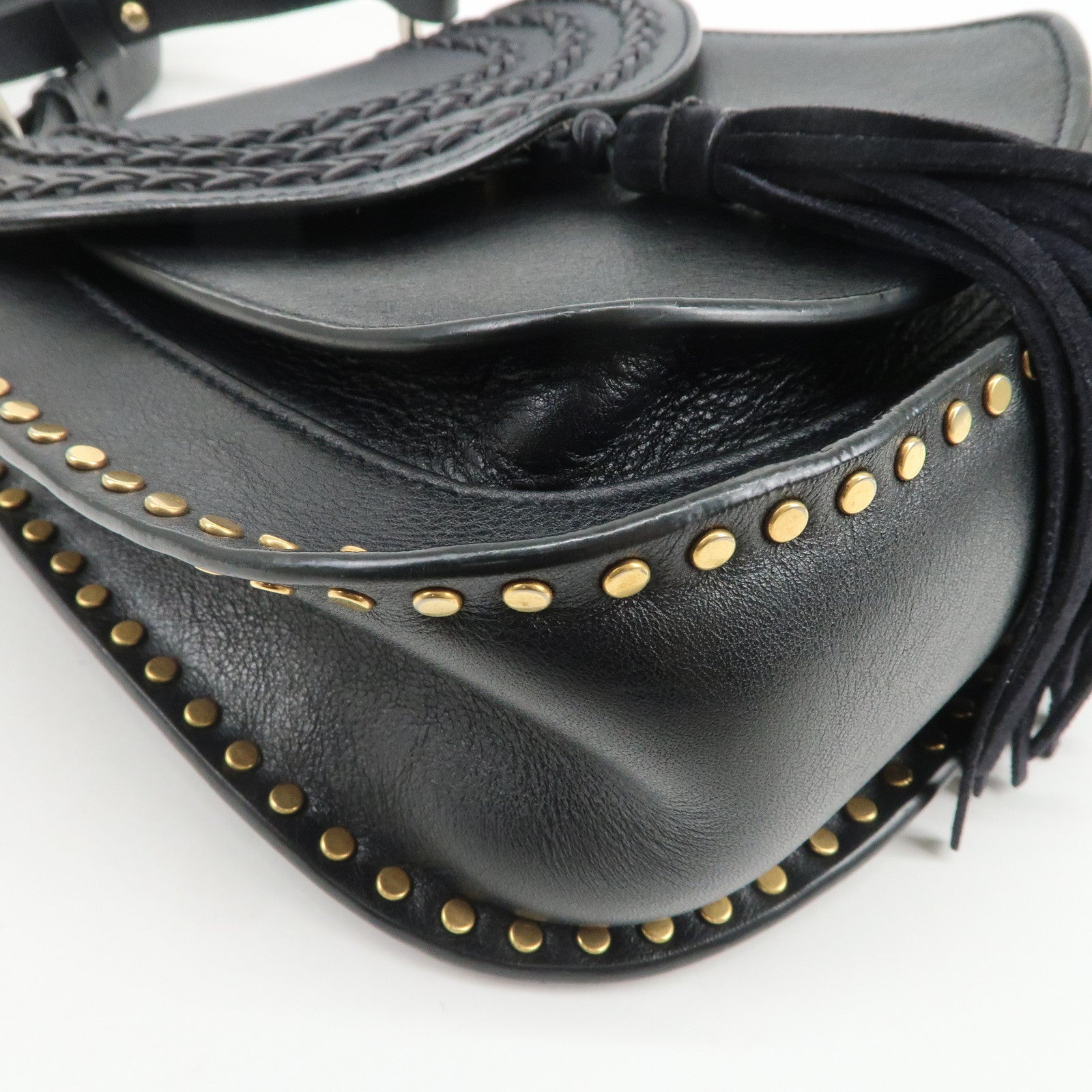 Chloe Hudson SAC'S PORTE EPAU Calf Leather Suede Shoulder Bag Black