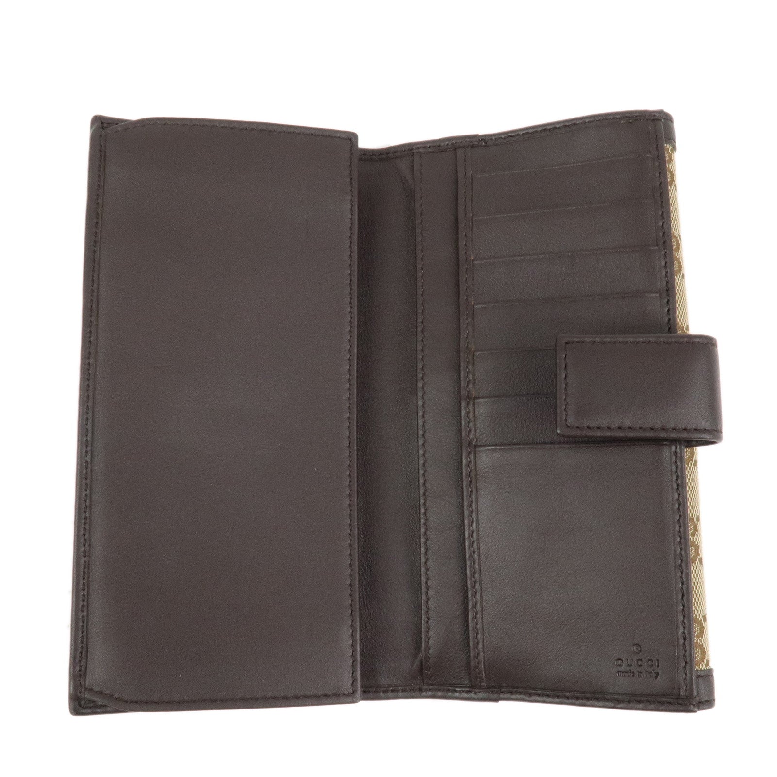 GUCCI Interlocking G GG Canvas Double Flap Long Wallet Brown 282426